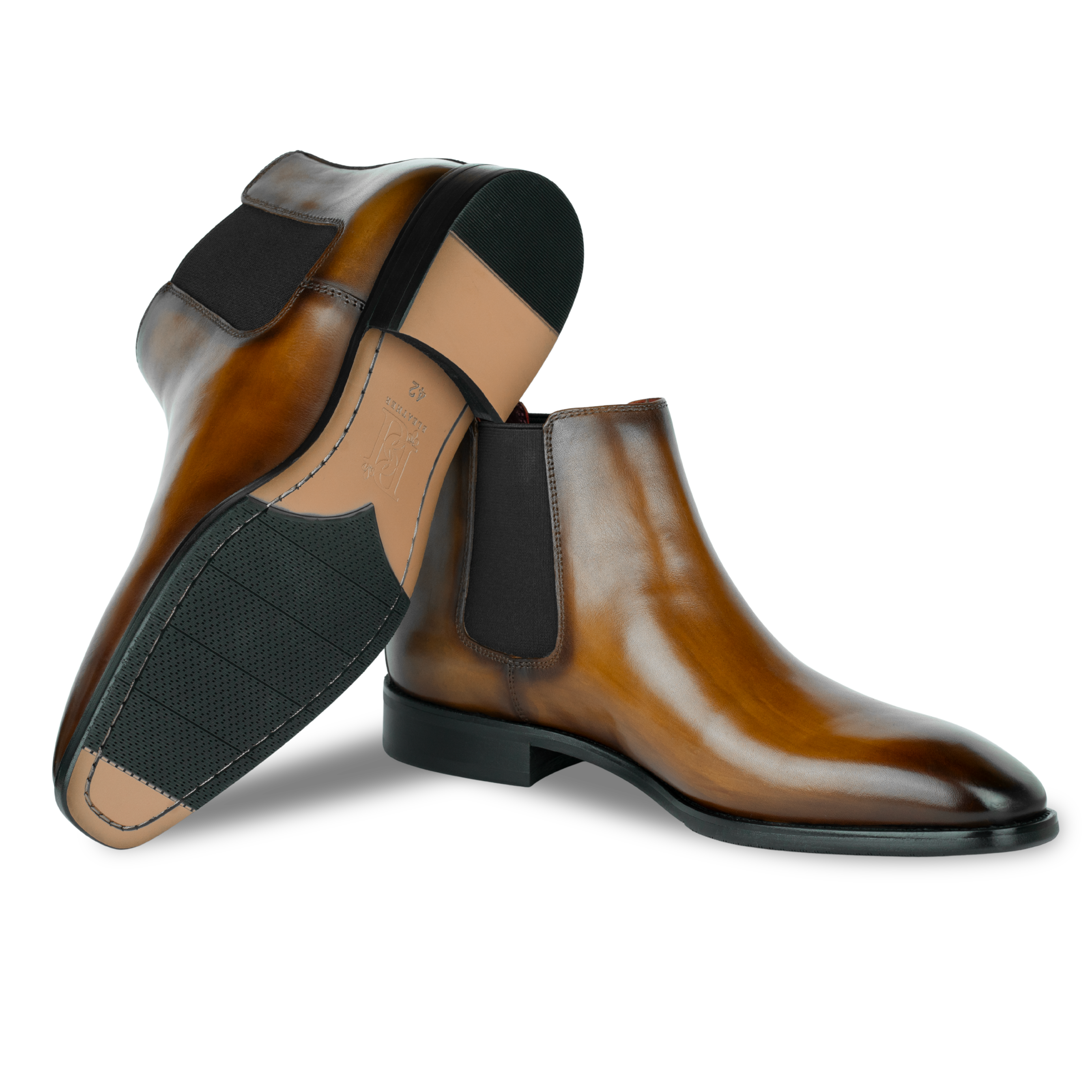 Mayfair : Chelsea Boots Homme - Cuir Cognac Patiné