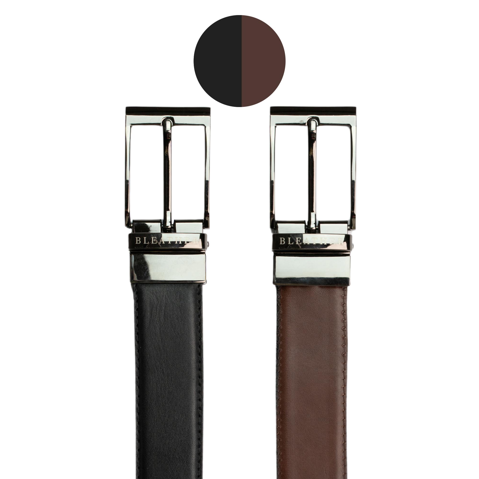 C90SL: Ceinture Homme - Cuir Noir/Marron