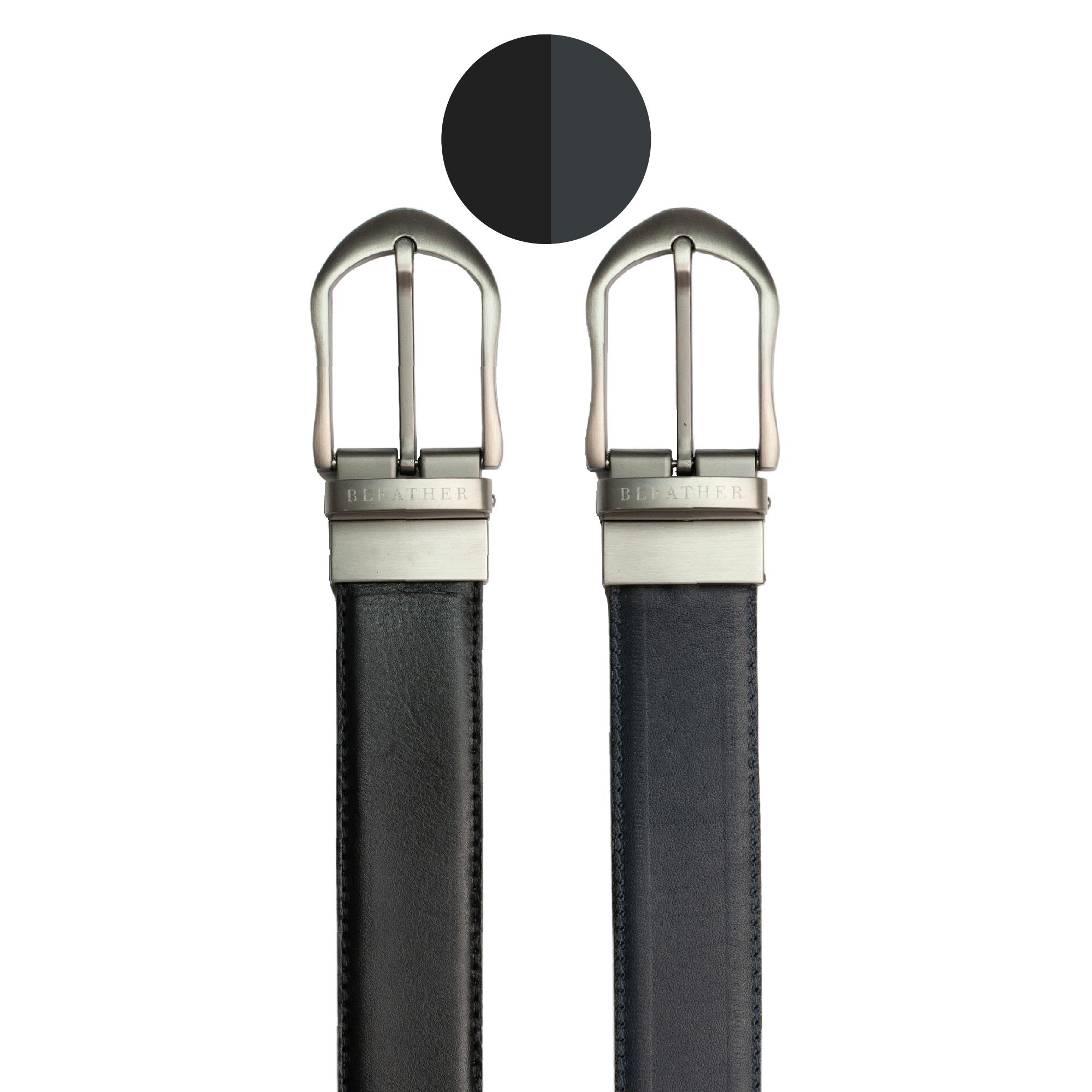C94SL: Ceinture Homme - Cuir Noir/Bleu