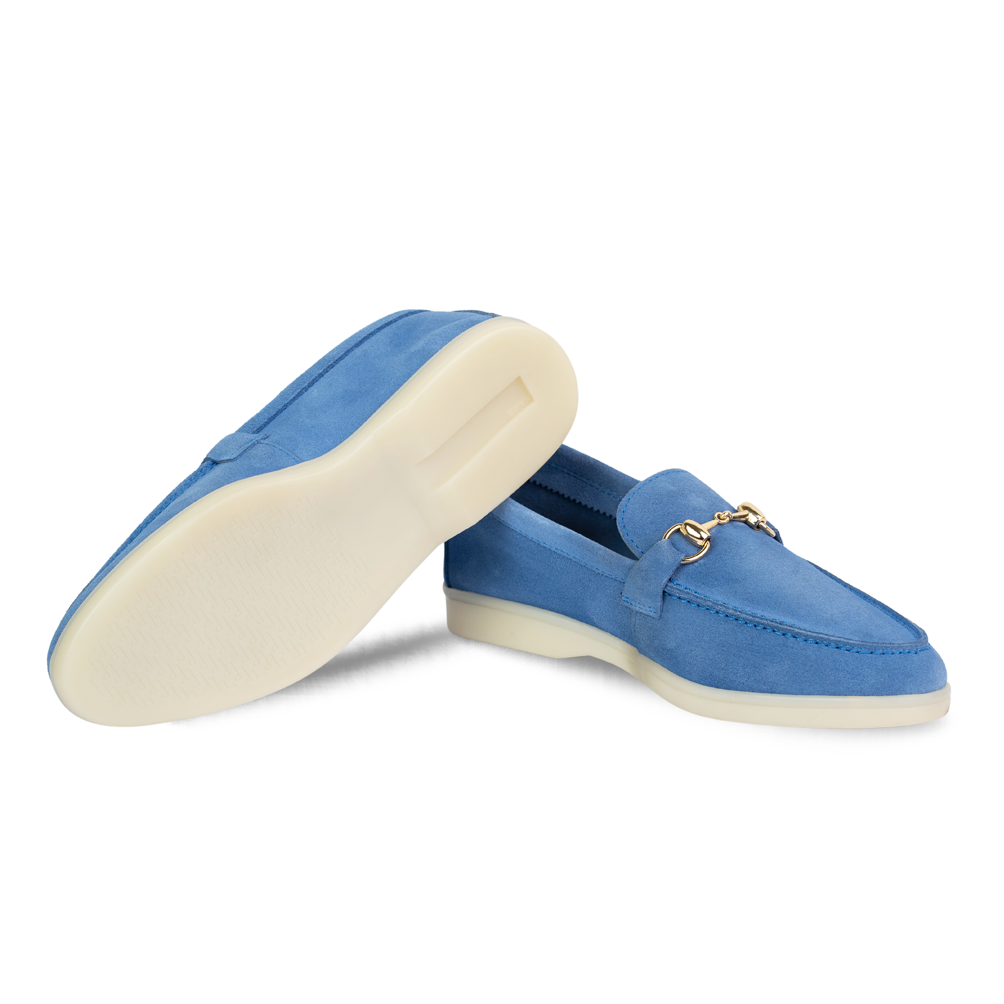 Mila: Mocassin Femmes - Daim Bleu Azur