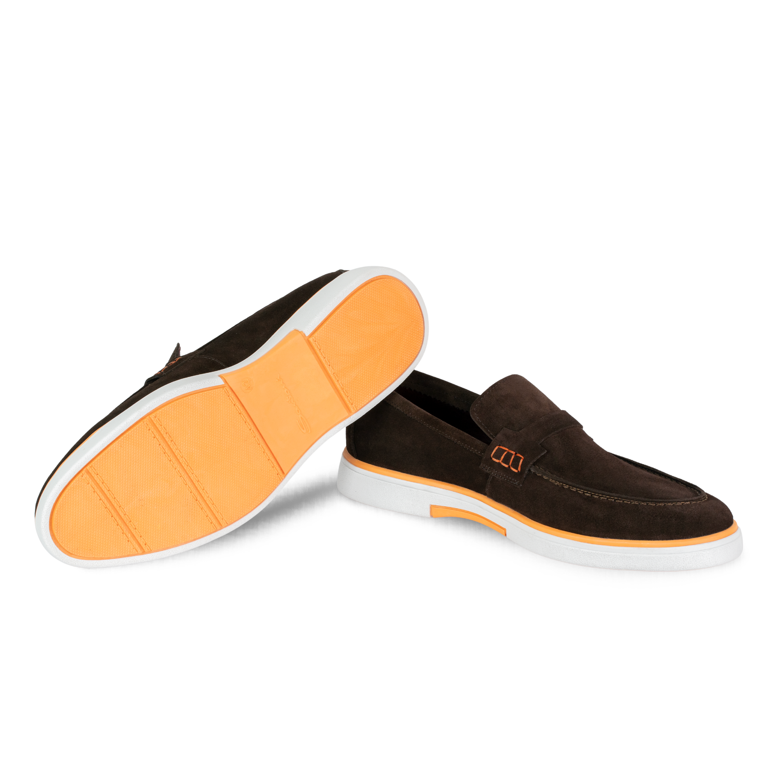 Rafter: Mocassin Homme - Daim Marron/Orange