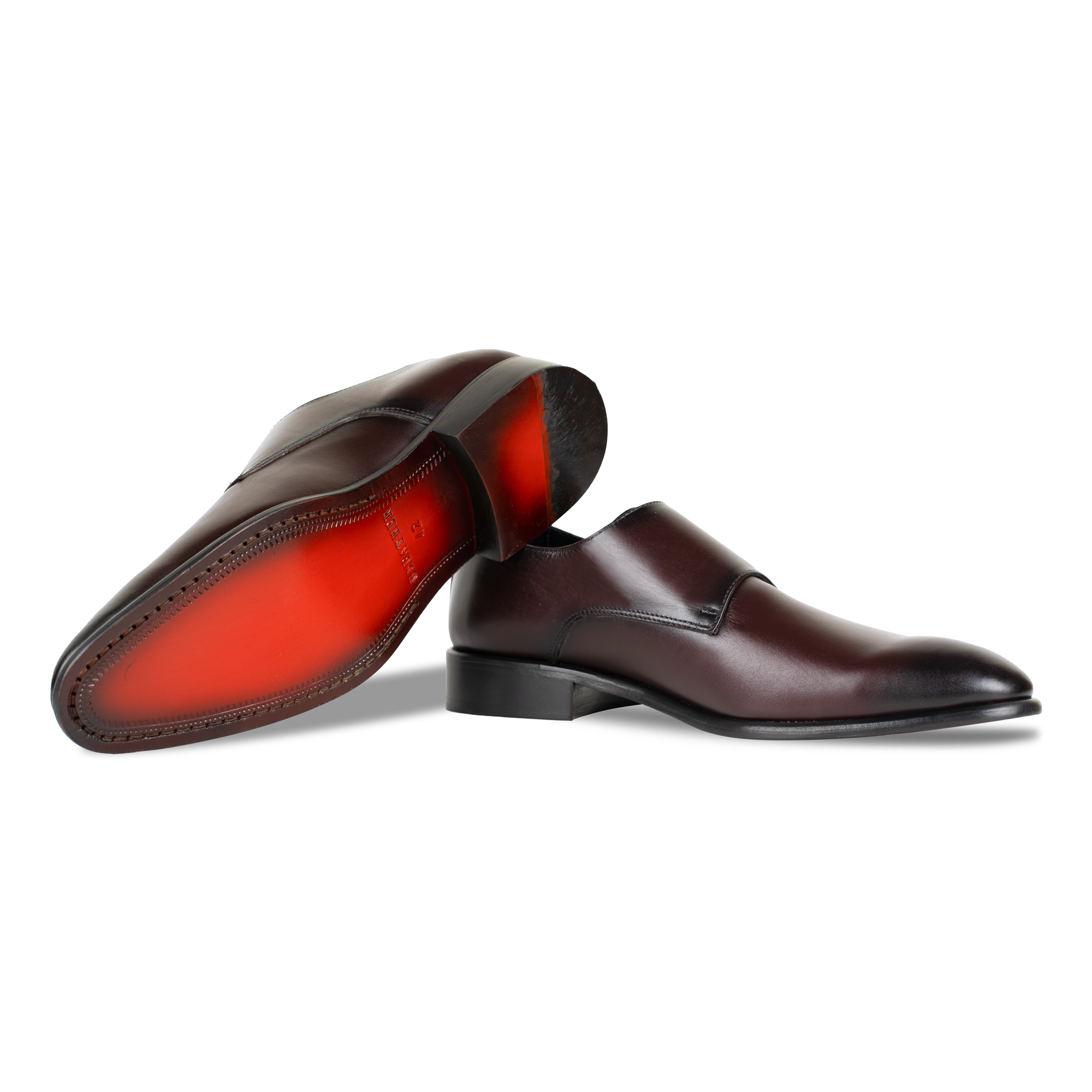 Budd: Chaussures à boucles - Cuir Bordeaux