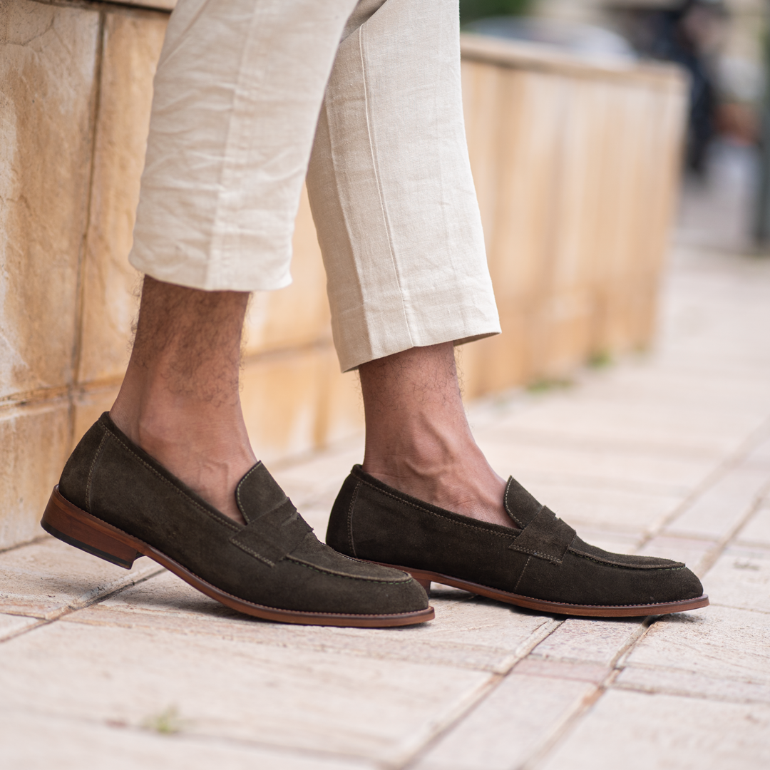 Nowell: Mocassin Homme - Daim Vert