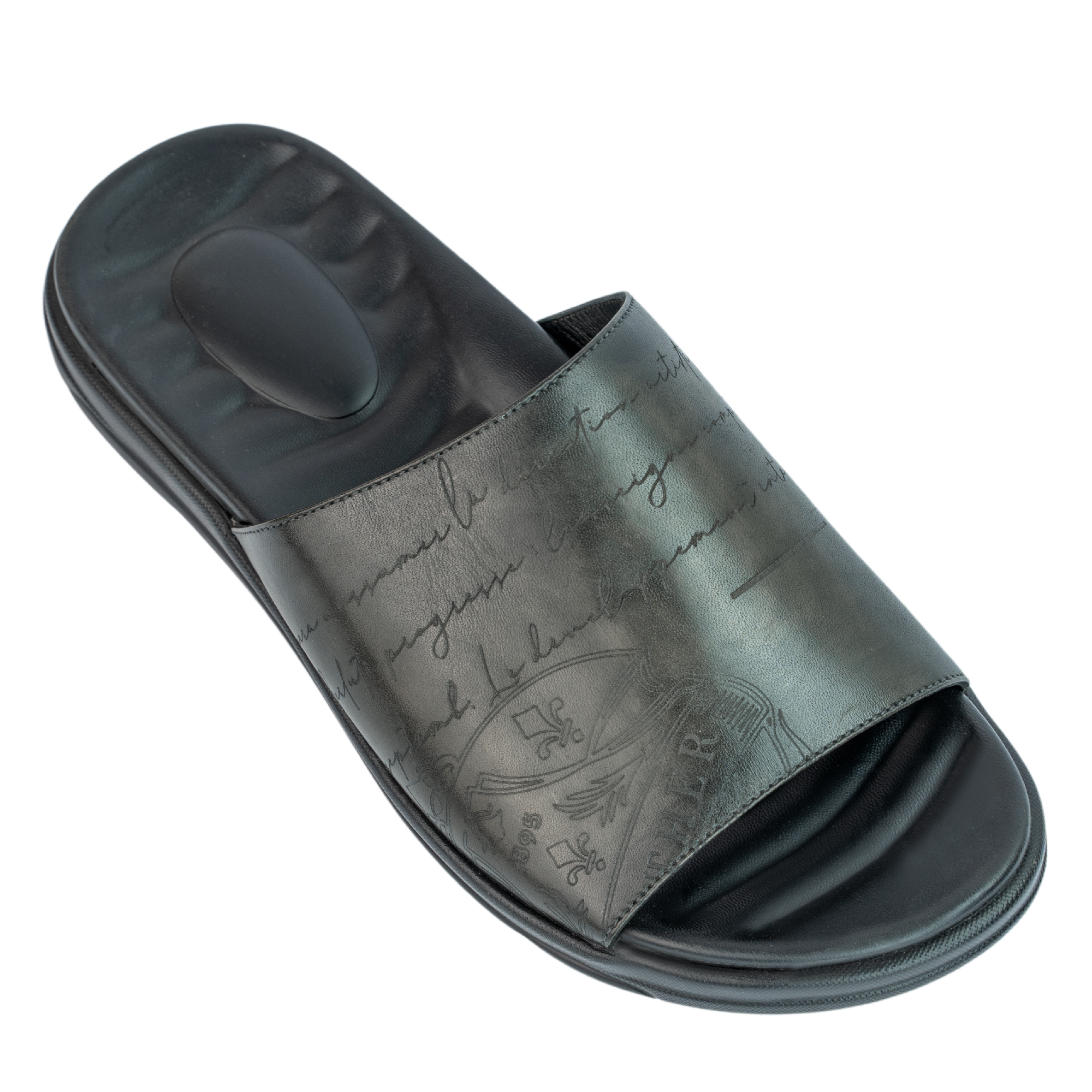 Bristol: Sandales Homme - Cuir Noir Patiné