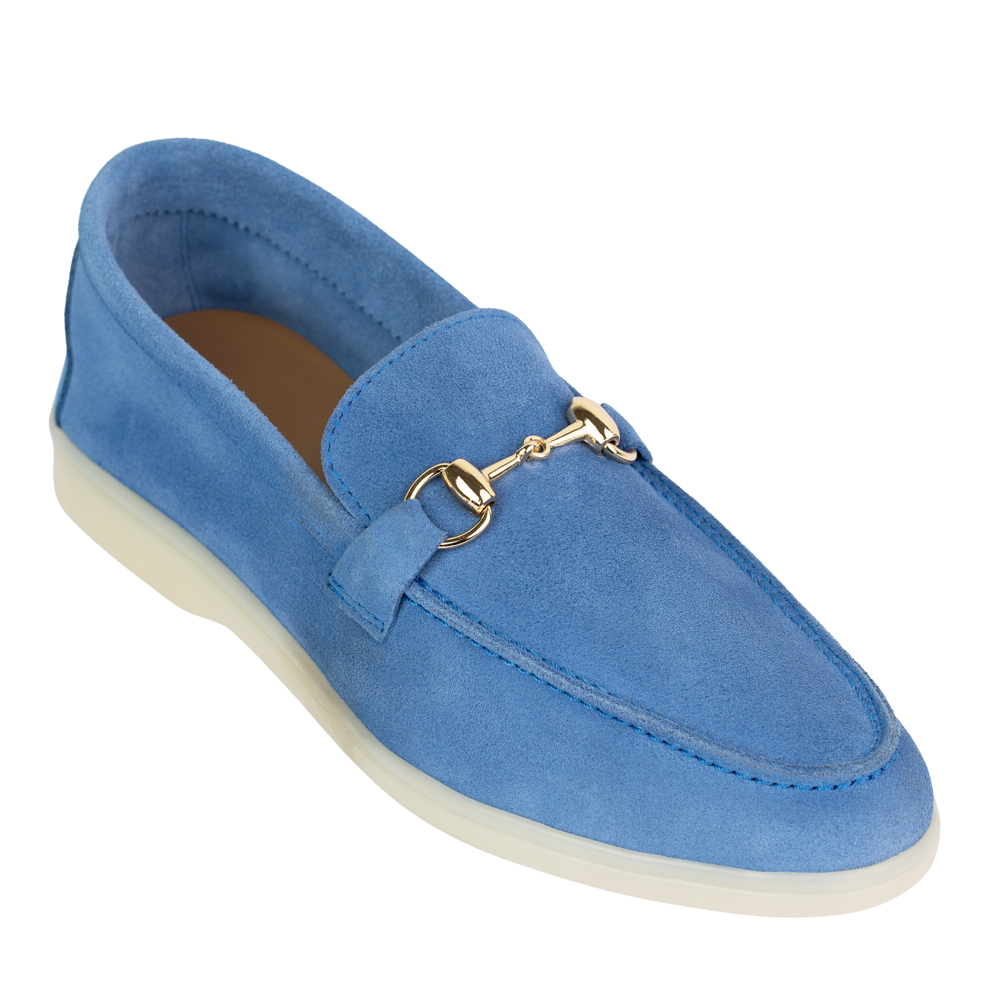 Mila: Mocassin Femmes - Daim Bleu Azur