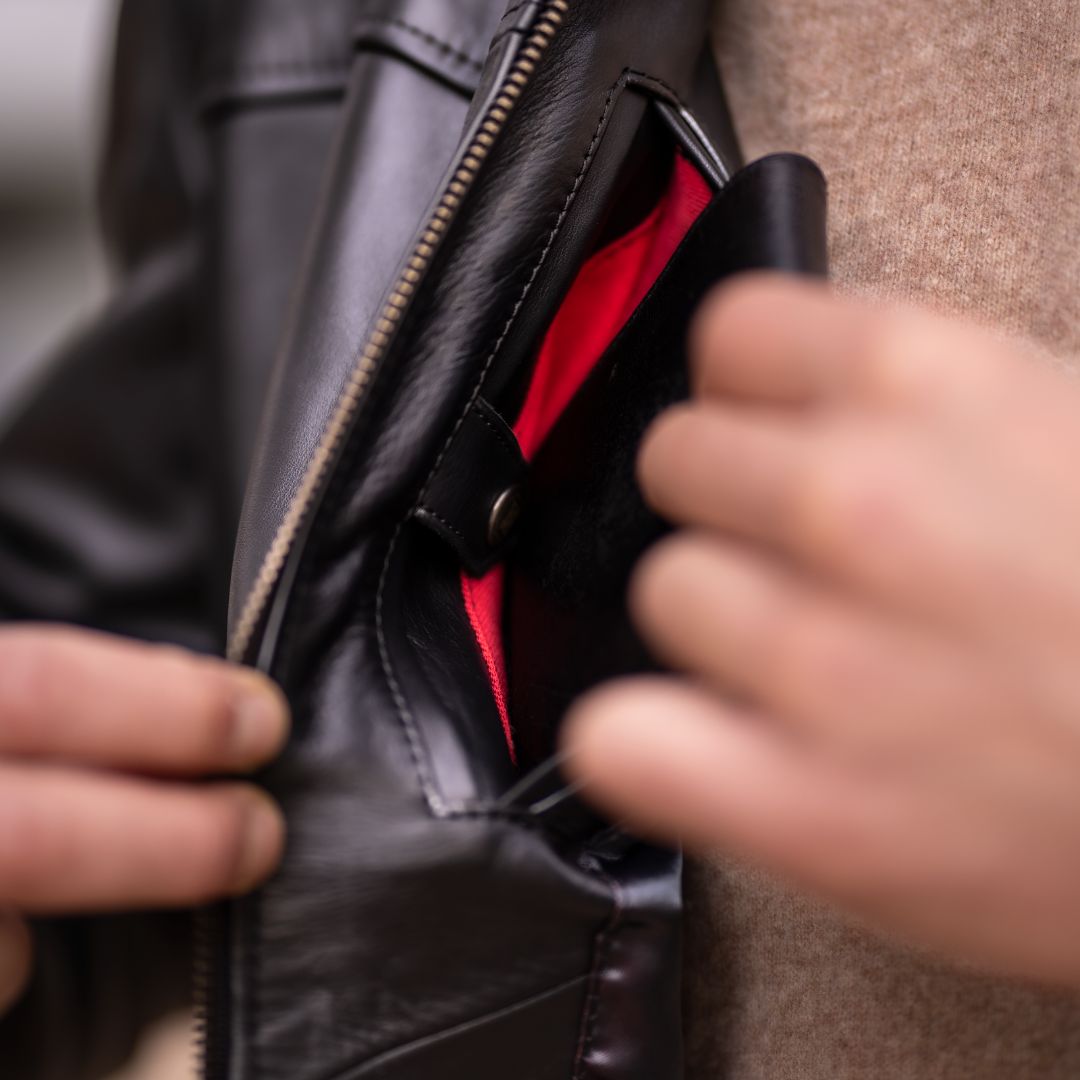 Racer: Veste Hommes - Cuir Noir