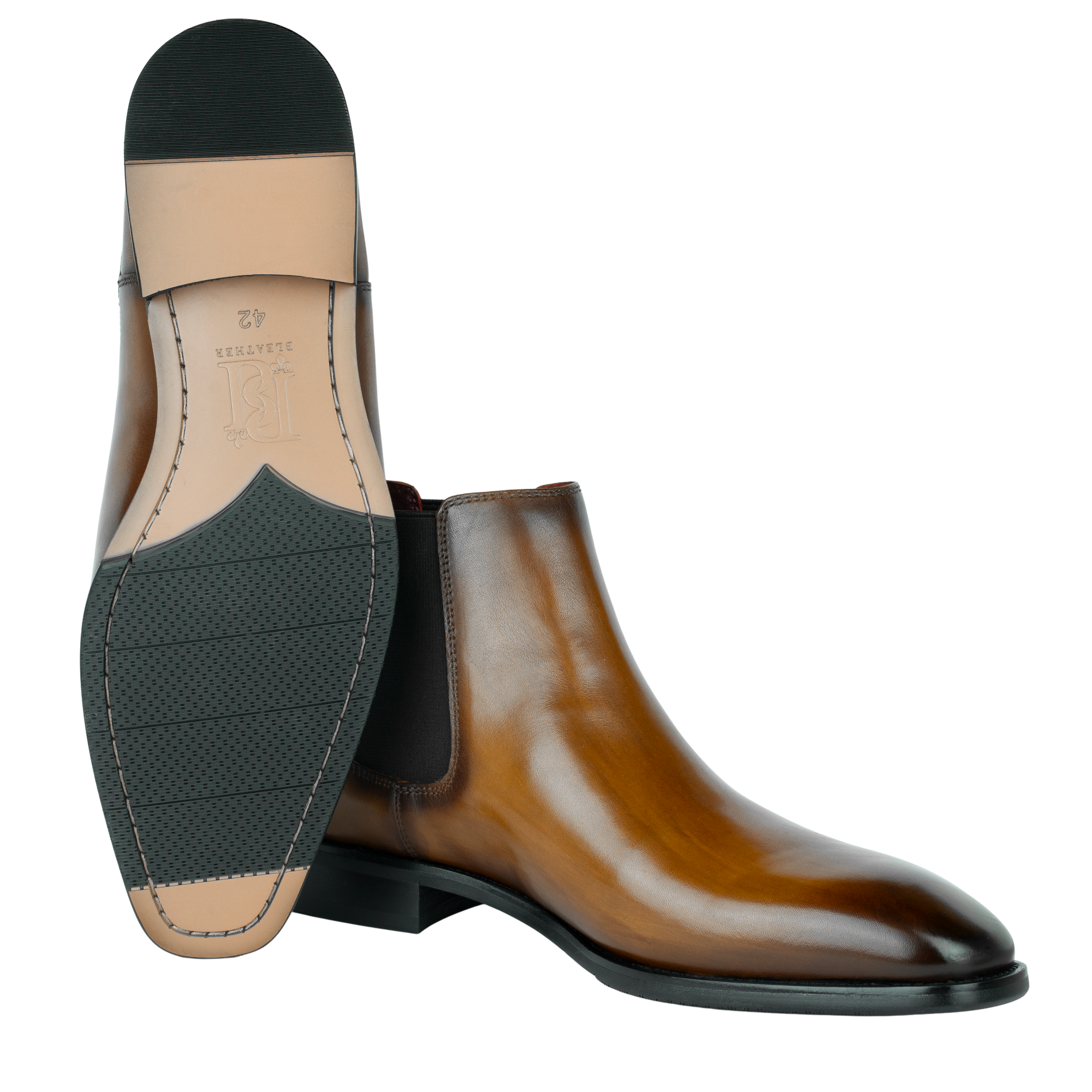 Mayfair : Chelsea Boots Homme - Cuir Cognac Patiné
