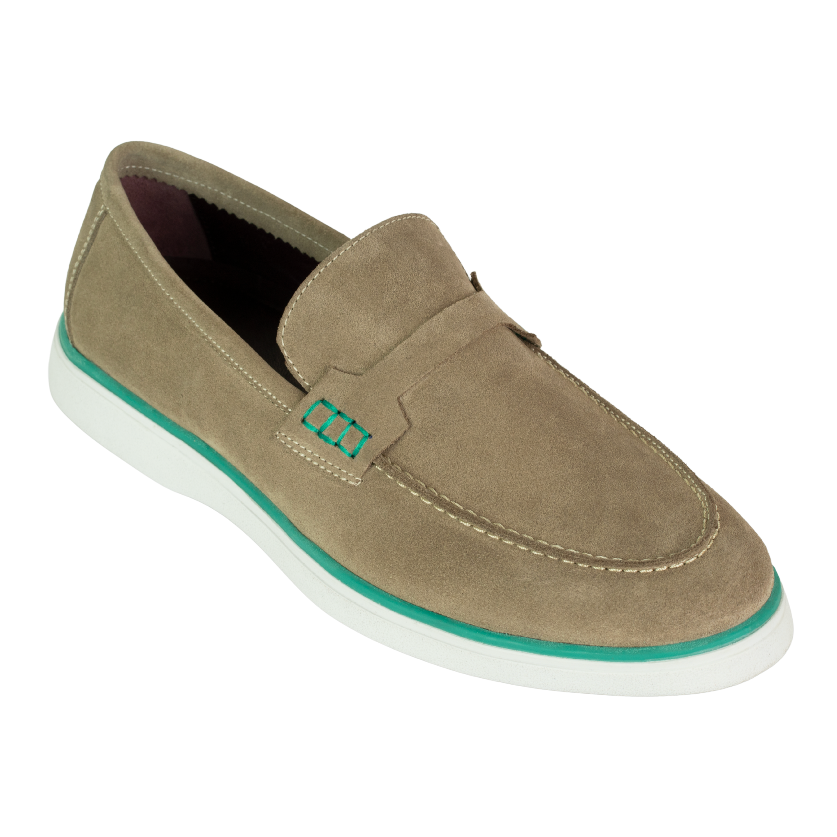 Rafter: Mocassin Homme - Daim Beige/Vert