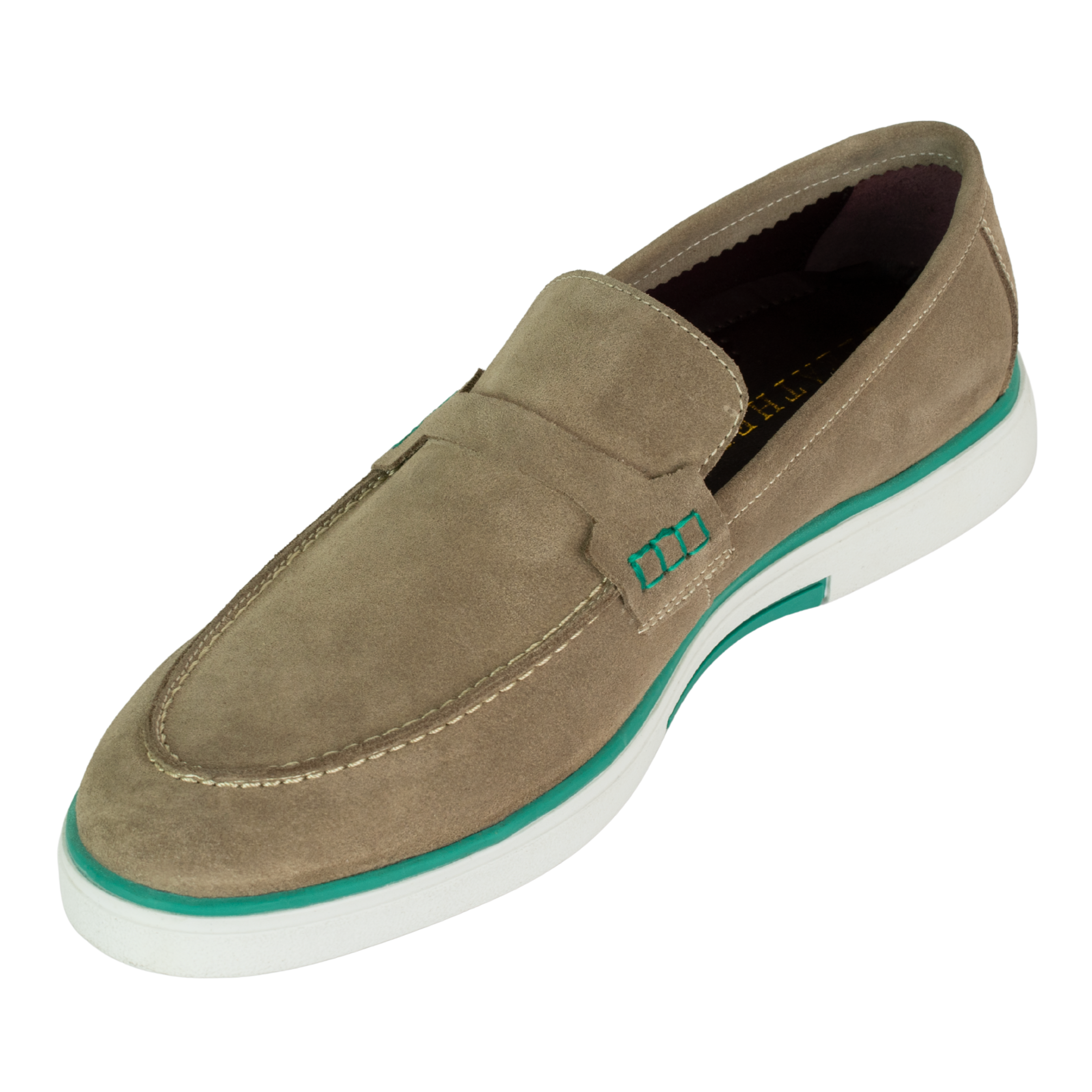 Rafter: Mocassin Homme - Daim Beige/Vert