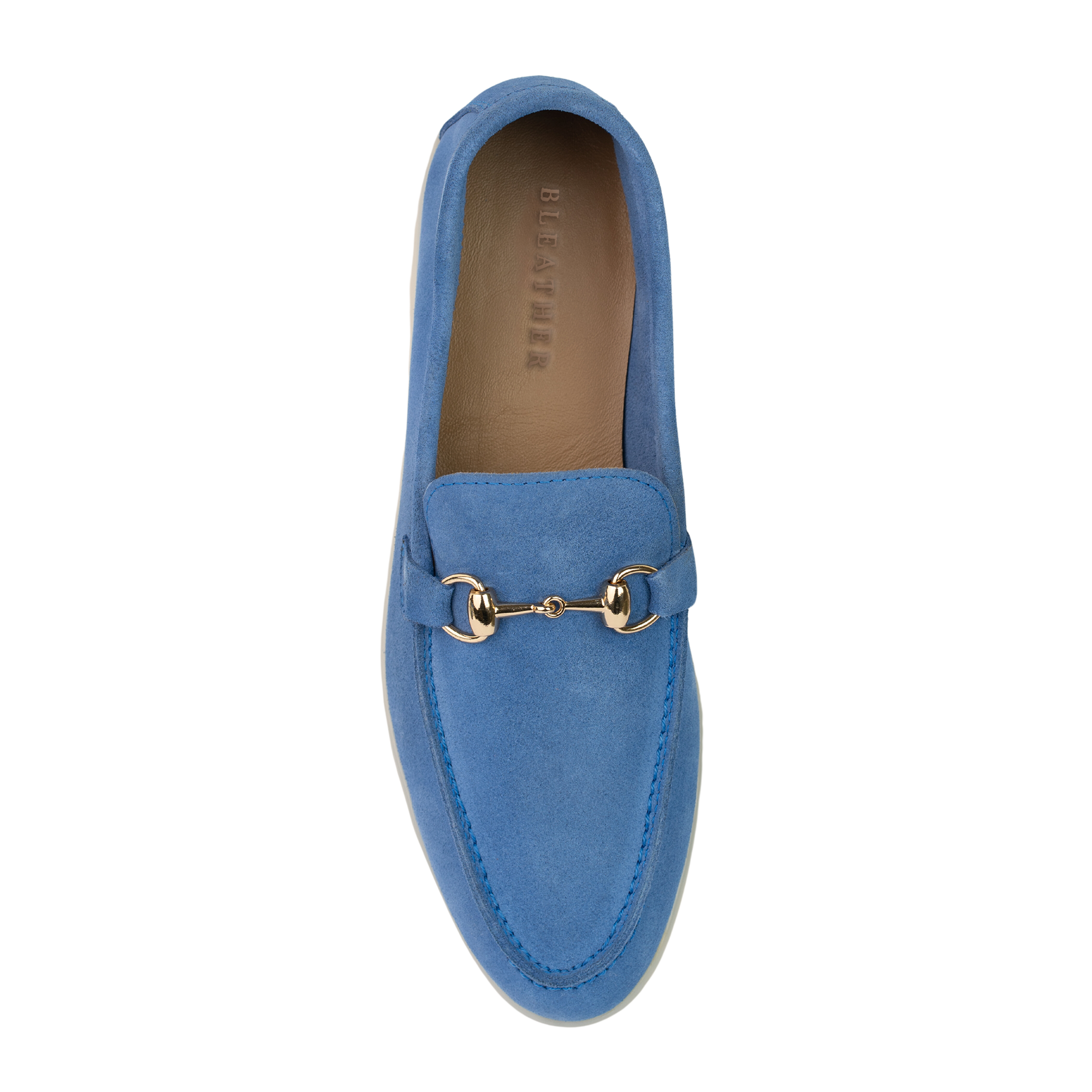 Mila: Mocassin Femmes - Daim Bleu Azur