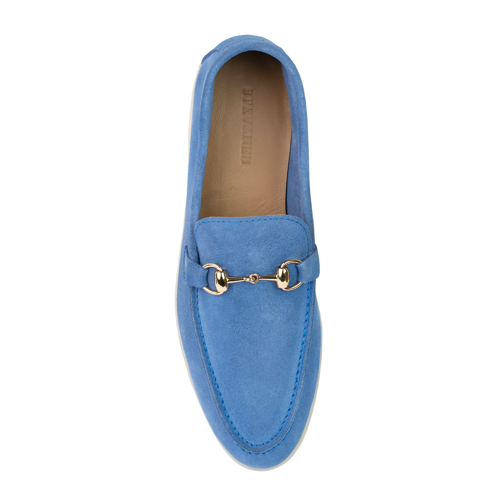 Mila: Mocassin Femmes - Daim Bleu Azur
