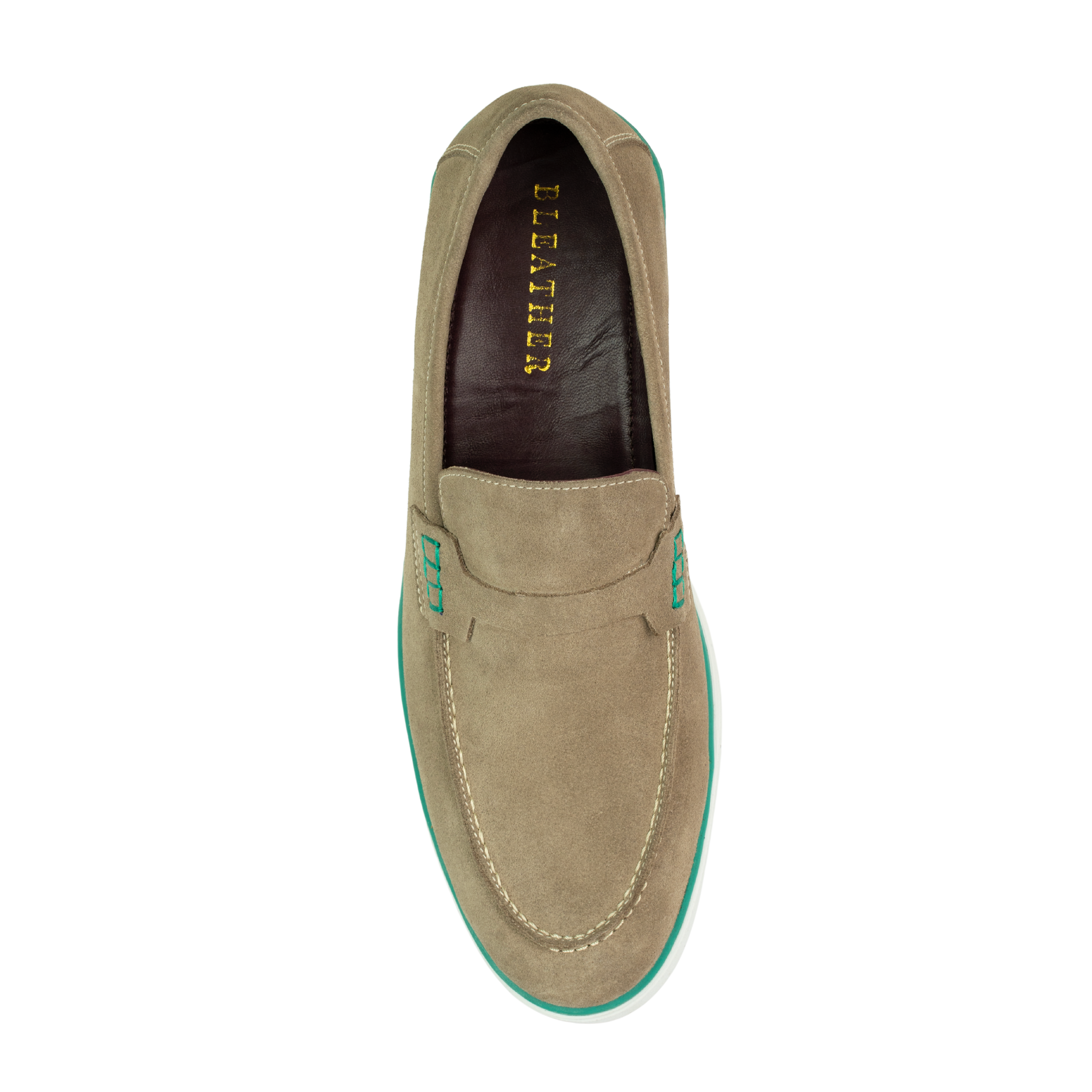 Rafter: Mocassin Homme - Daim Beige/Vert