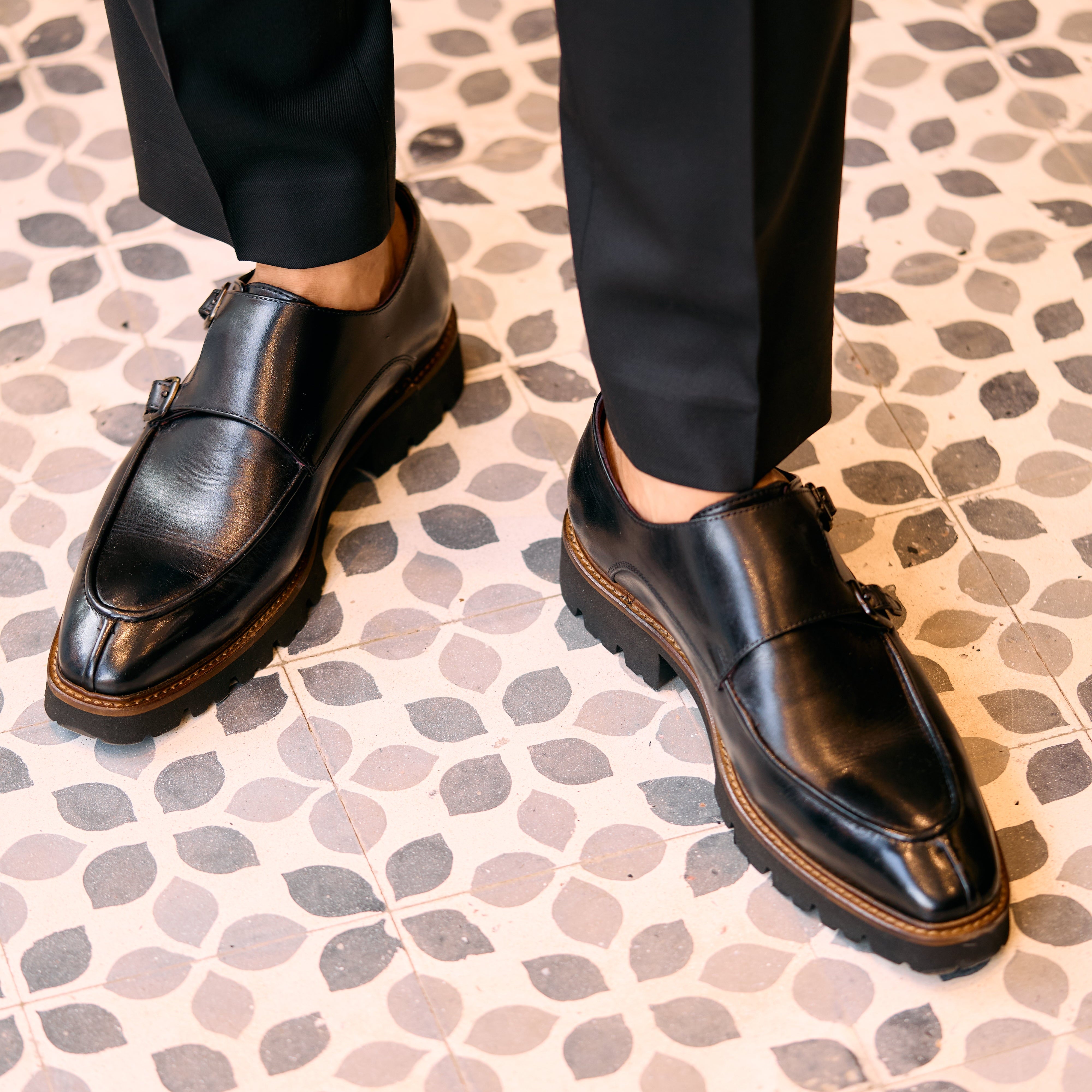 Henry: Chaussures à boucles - Cuir Noir