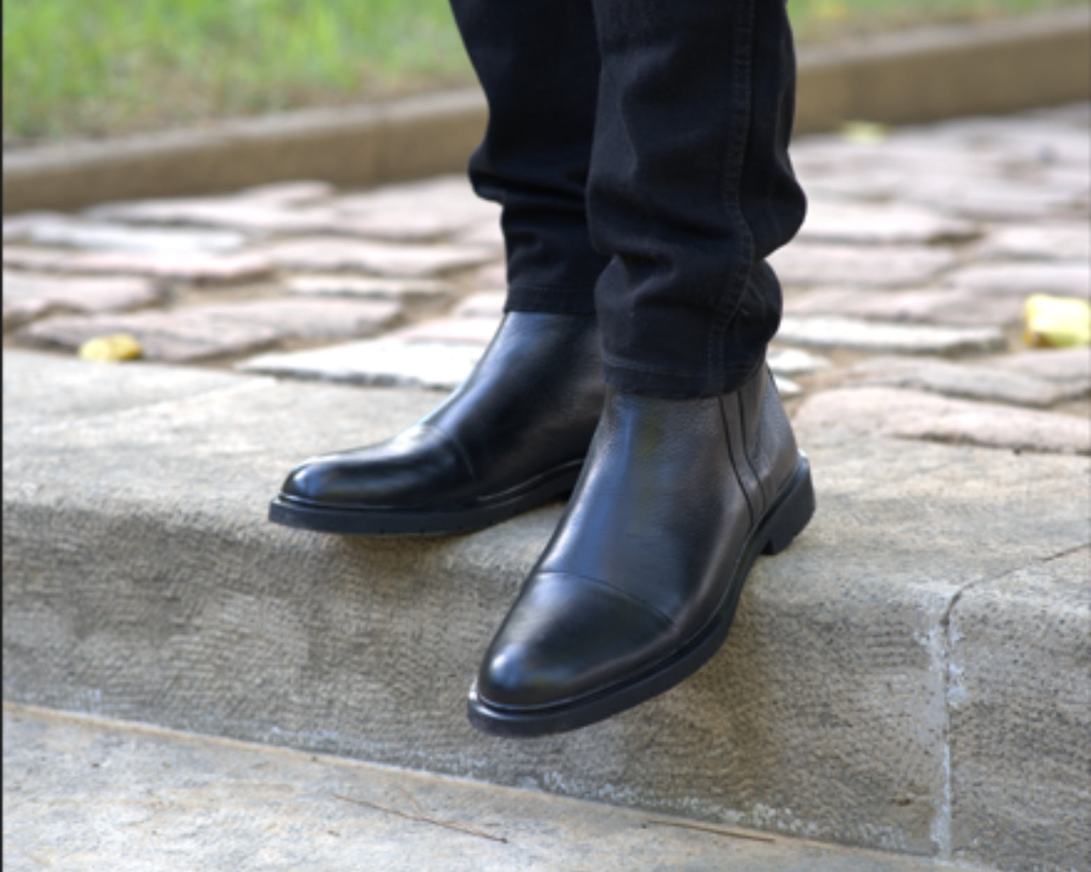 Castel: Demi Bottes Homme - Cuir Noir