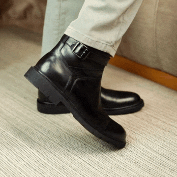 Storm: Boots Homme - Cuir Noir