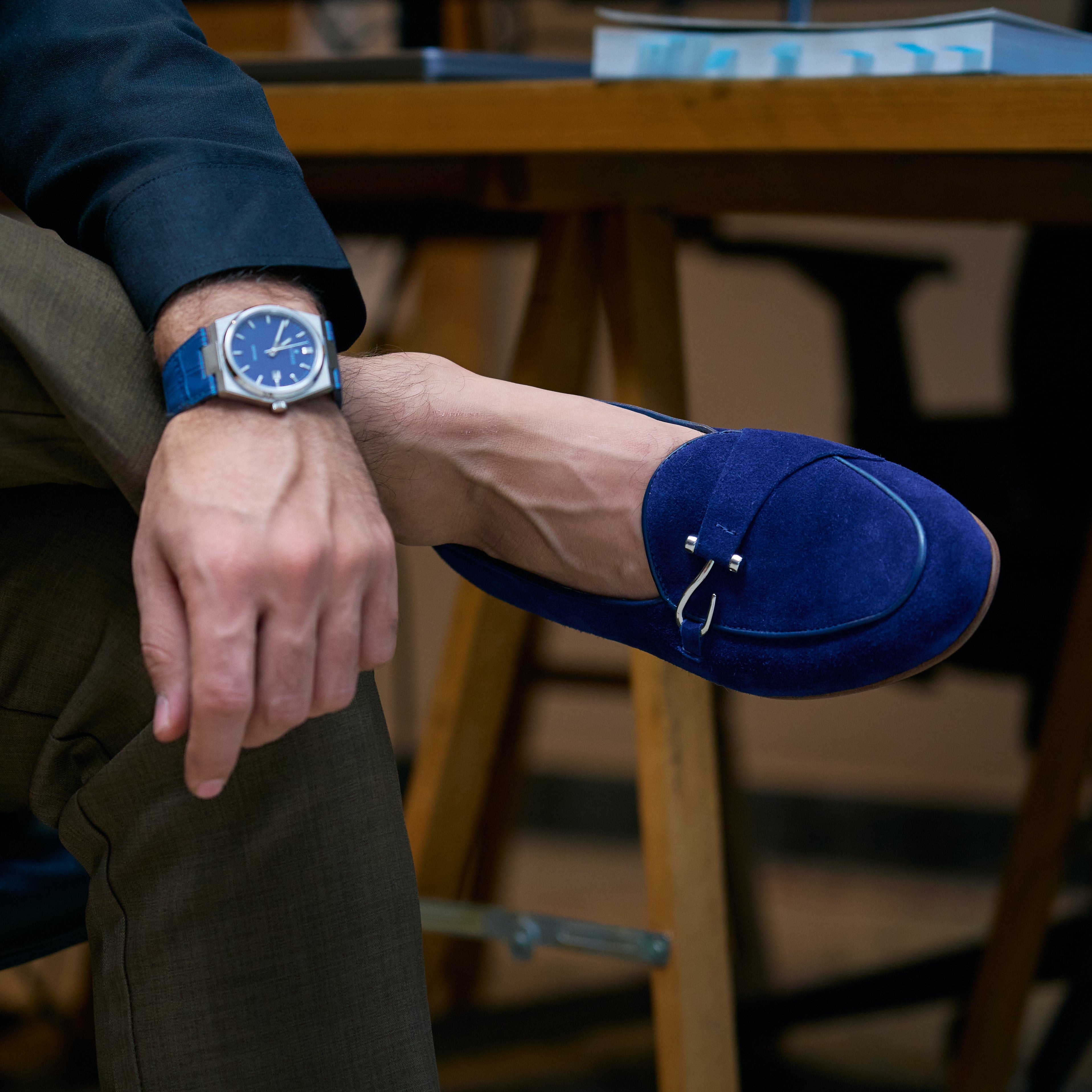 Francis: Mocassin Homme - Daim Bleu