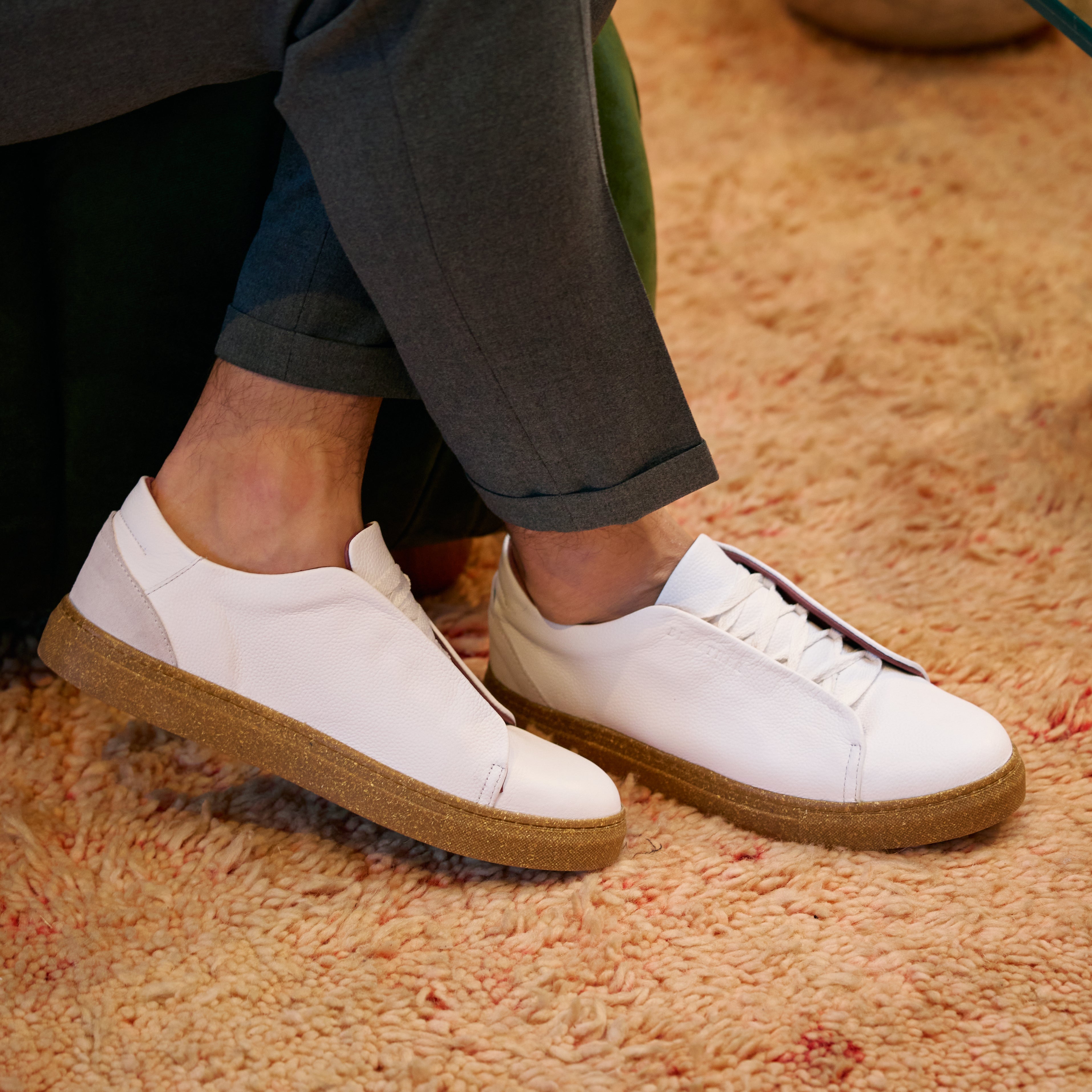 Albert : Sneakers Homme - Cuir Blanc