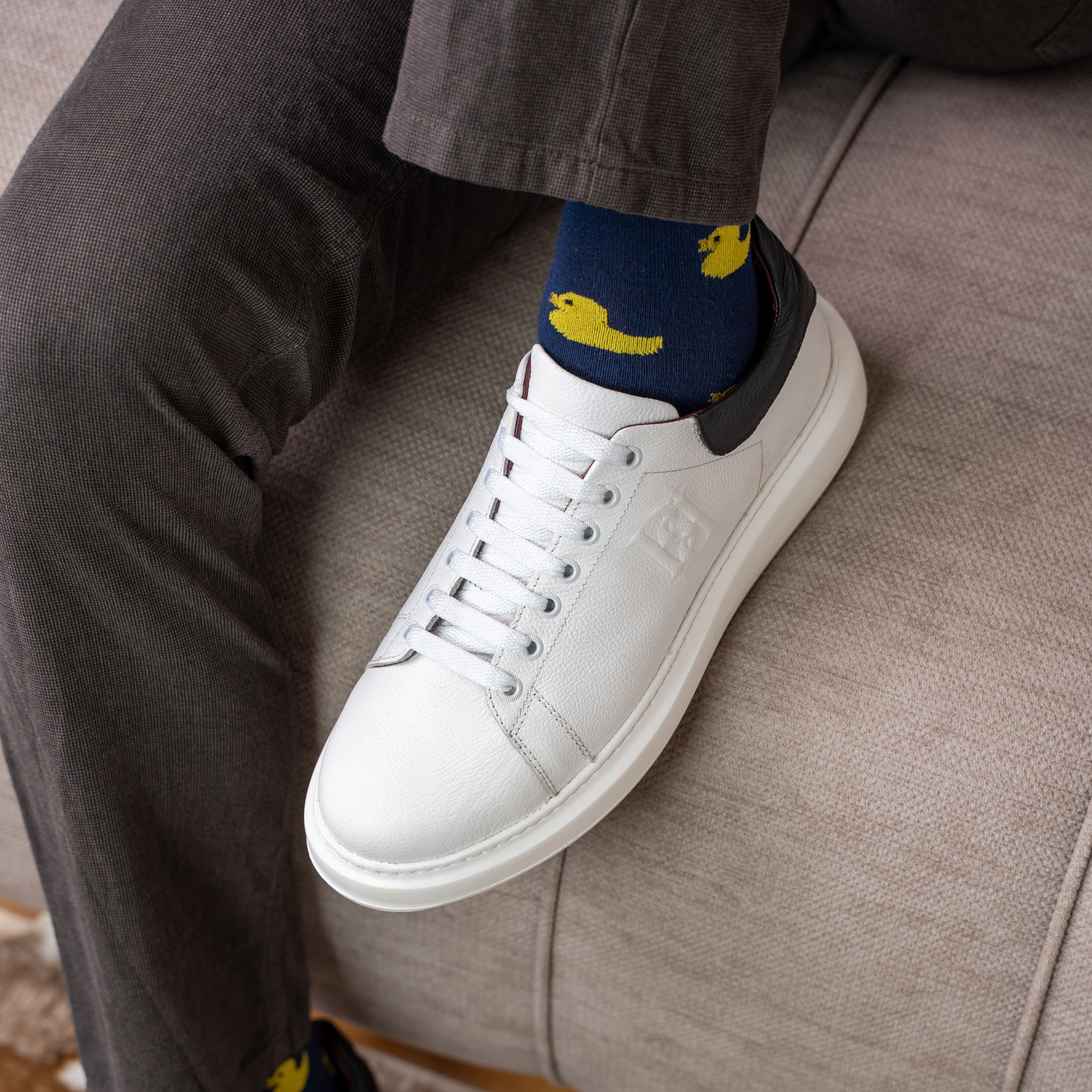 Palmer: Sneakers Homme - Cuir Blanc N'