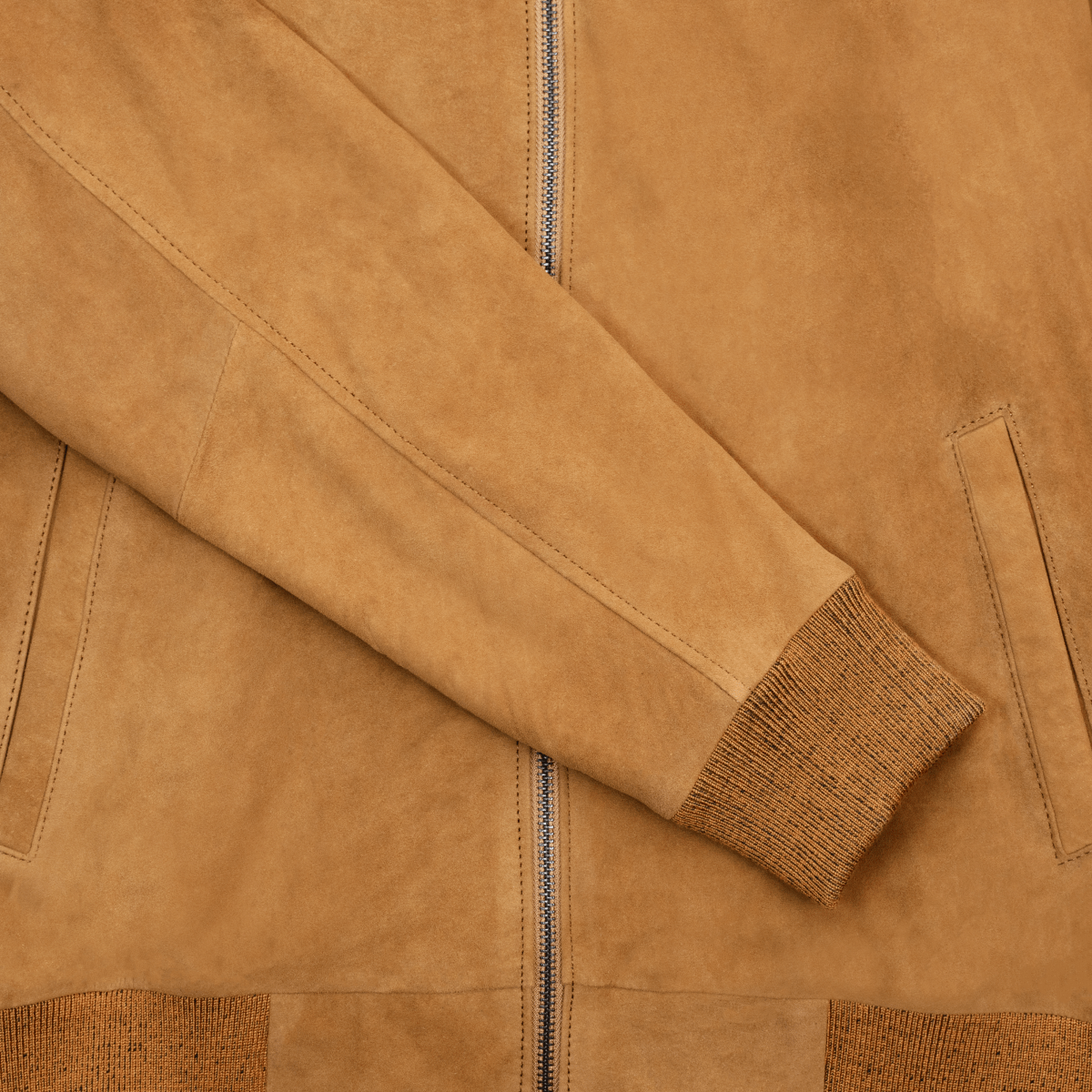 Bomber: Jacket Homme - Daim Cognac - Bleather Maroc