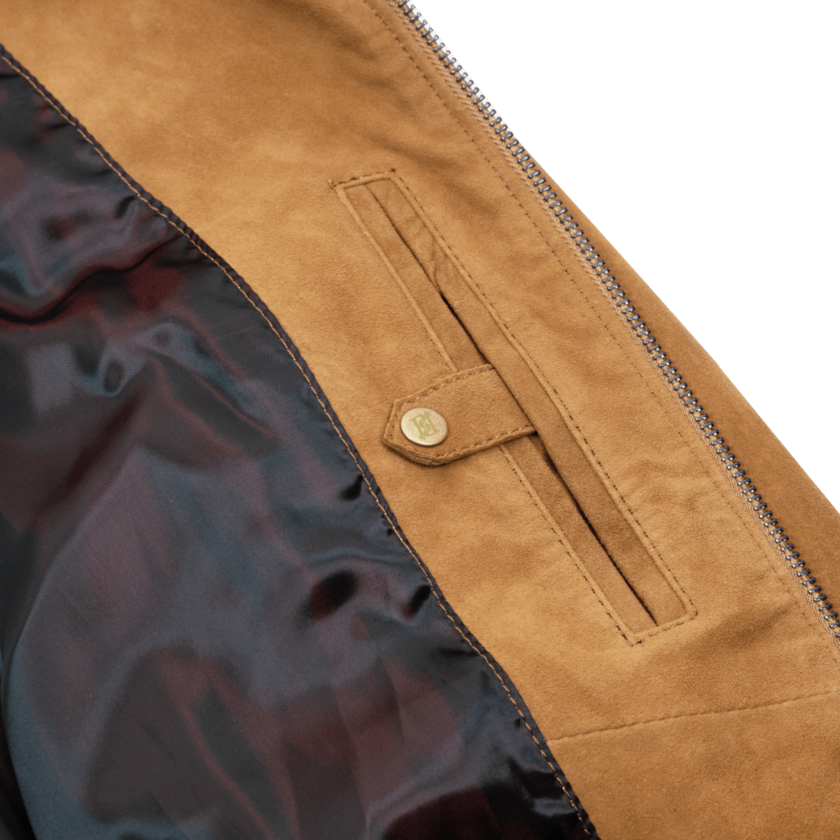 Bomber: Jacket Homme - Daim Cognac - Bleather Maroc
