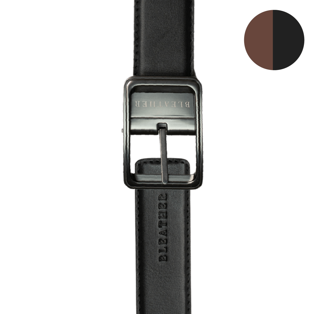 C92: Ceinture Homme - Cuir Noir/Marron - Bleather Maroc