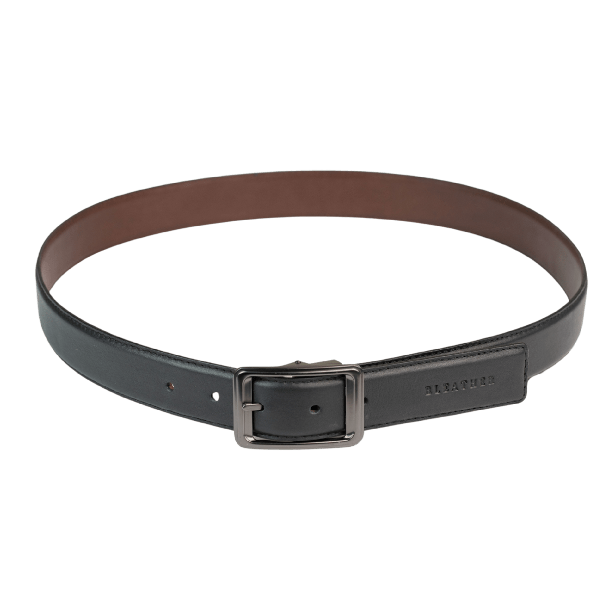 C92: Ceinture Homme - Cuir Noir/Marron - Bleather Maroc