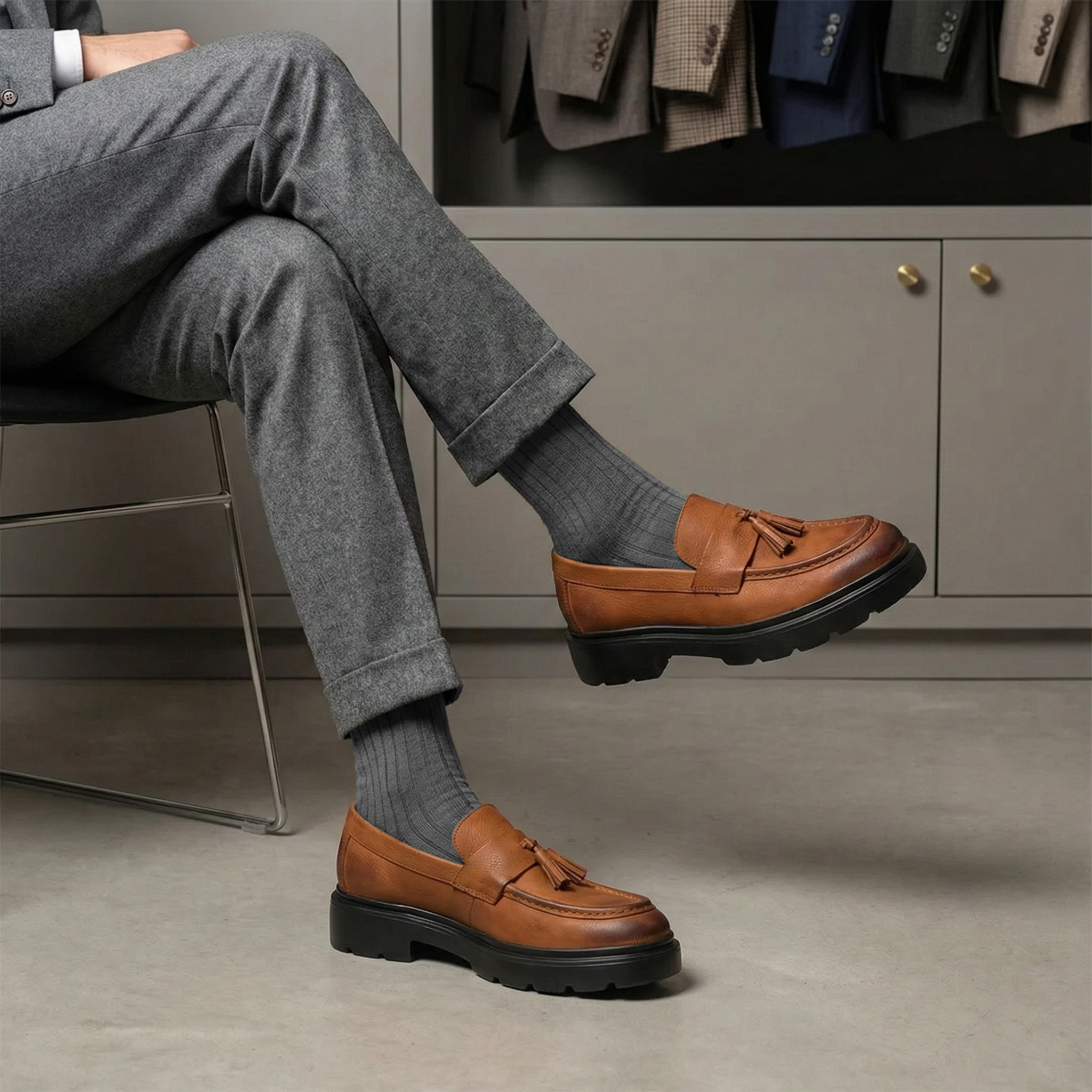 Cedric: Mocassin Homme - Nubuck Cognac