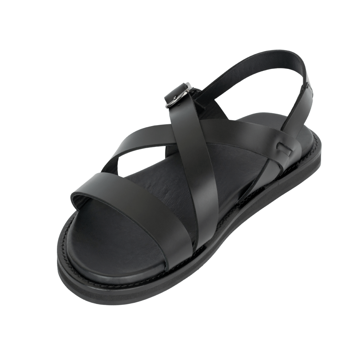 Dylan: Sandales Homme - Cuir Noir - Bleather Maroc