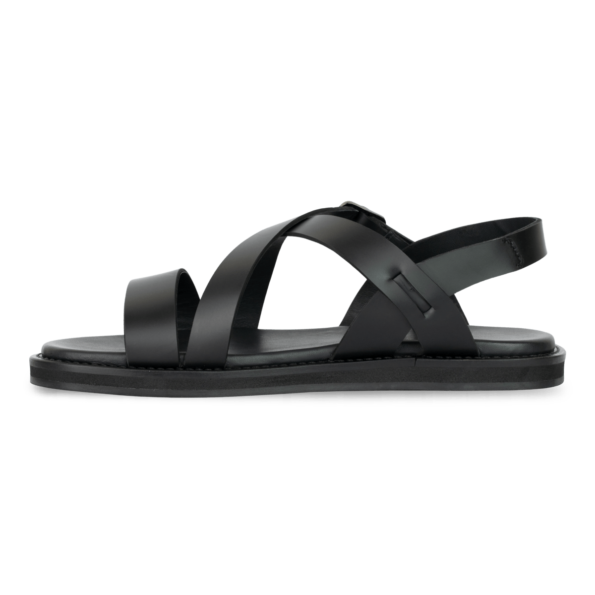 Dylan: Sandales Homme - Cuir Noir - Bleather Maroc