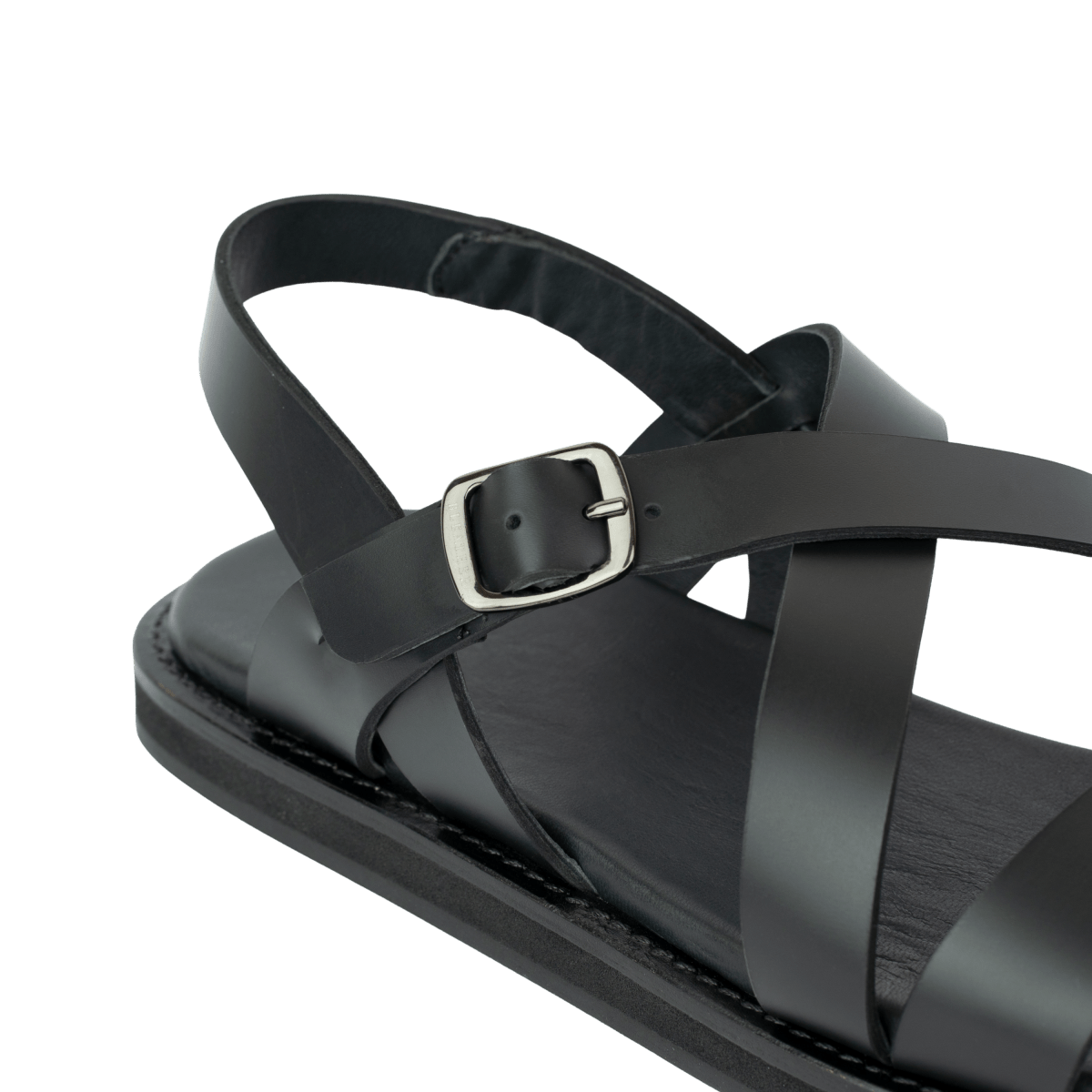 Dylan: Sandales Homme - Cuir Noir - Bleather Maroc