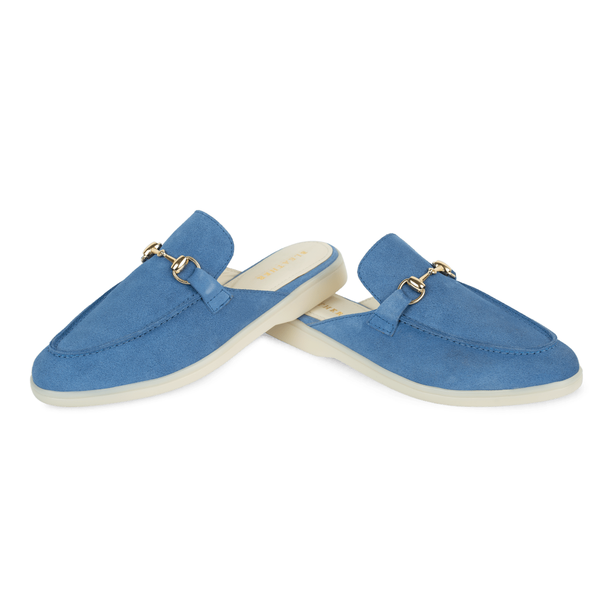 Emma: Mules Femme - Daim Bleu Azur - Bleather Maroc