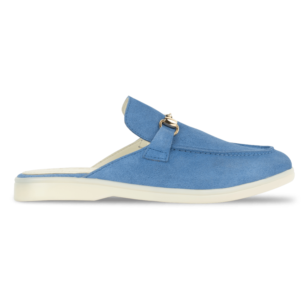 Emma: Mules Femme - Daim Bleu Azur - Bleather Maroc