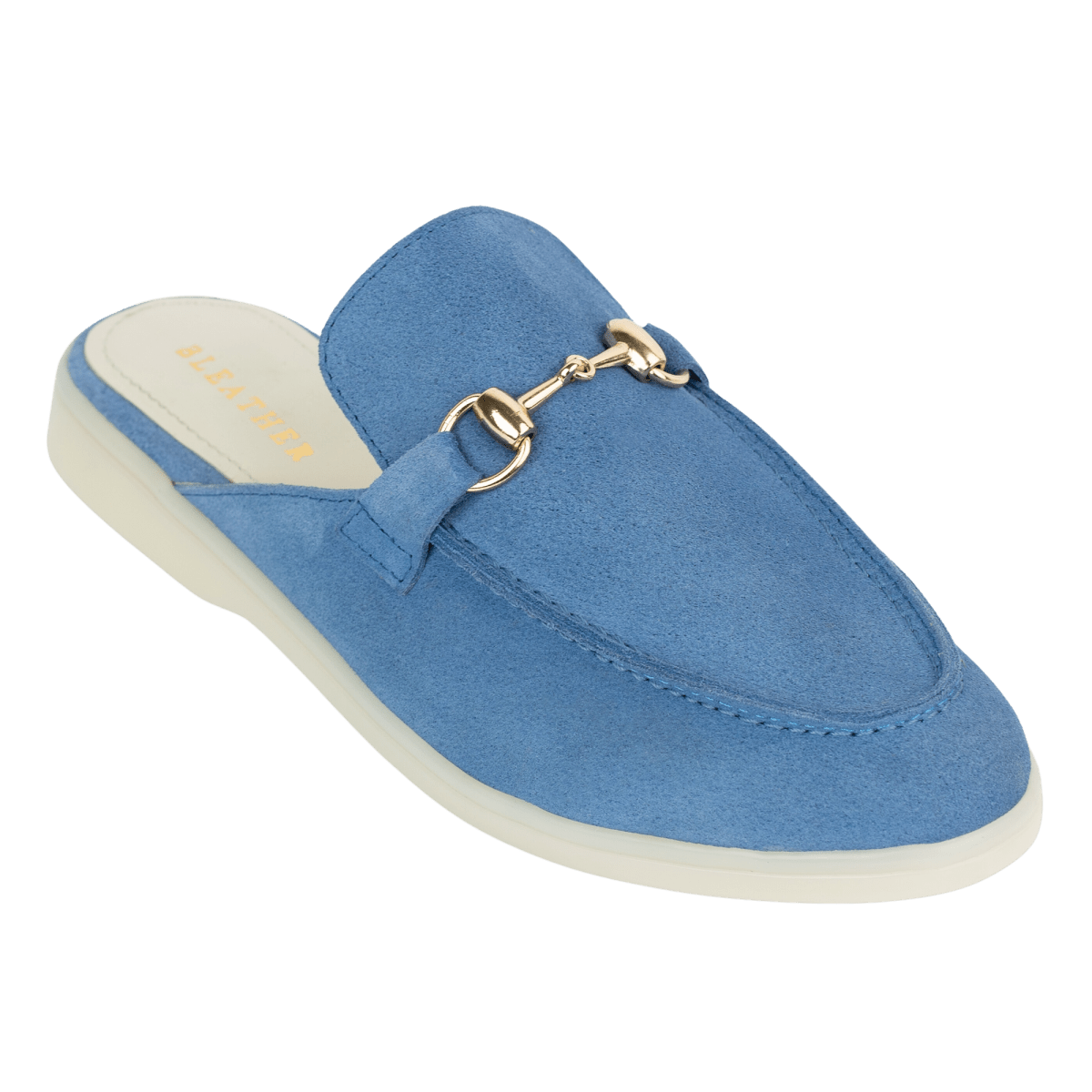 Emma: Mules Femme - Daim Bleu Azur - Bleather Maroc