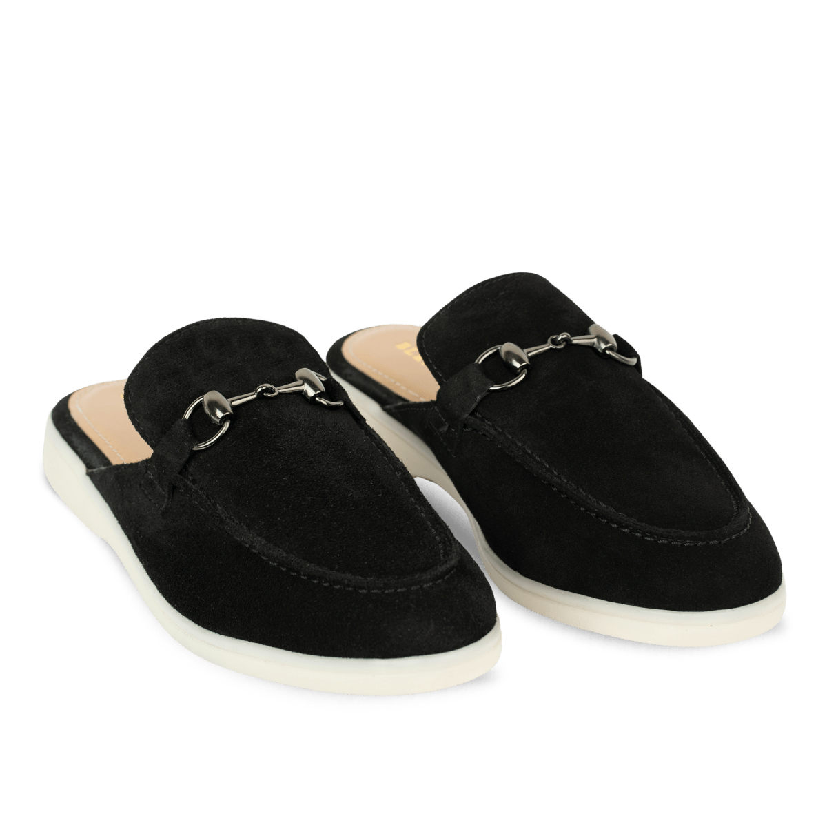 Emma: Mules Femme - Daim noir - Bleather Maroc