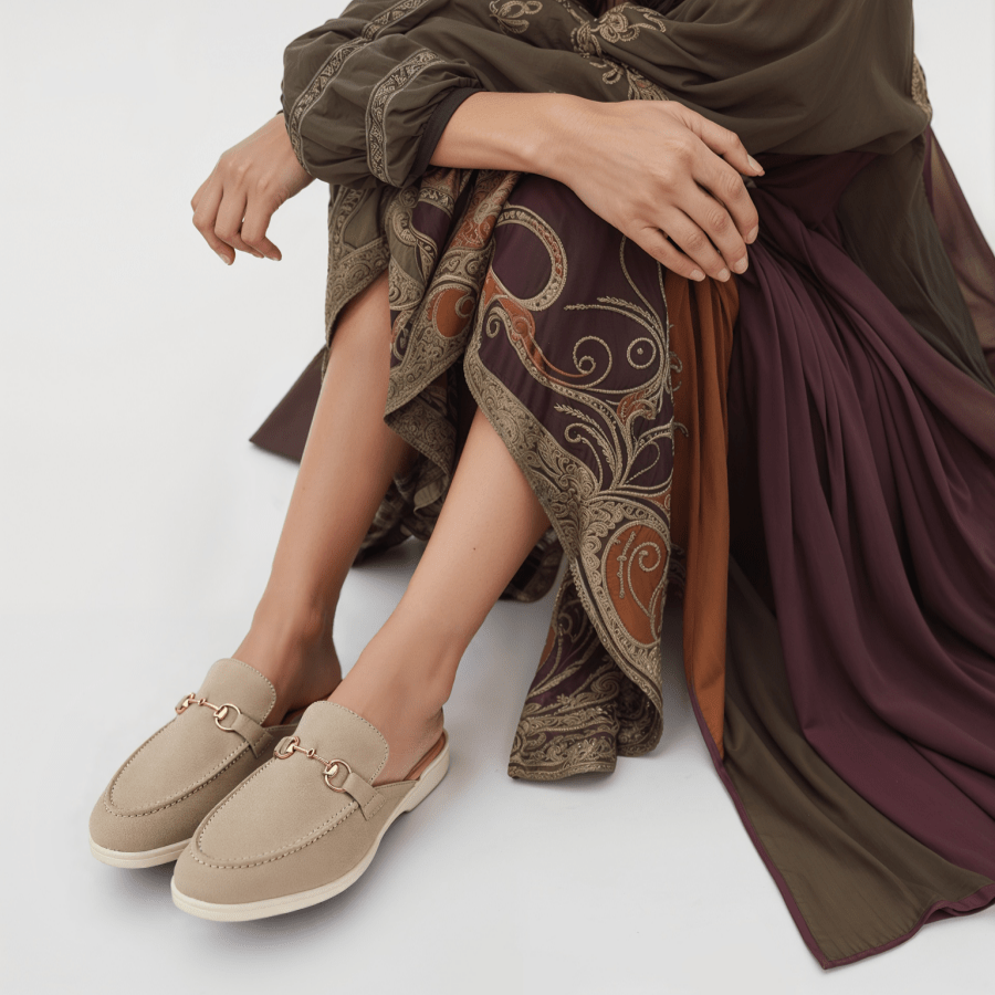 Emma: Mules Femme - Daim sand - Bleather Maroc
