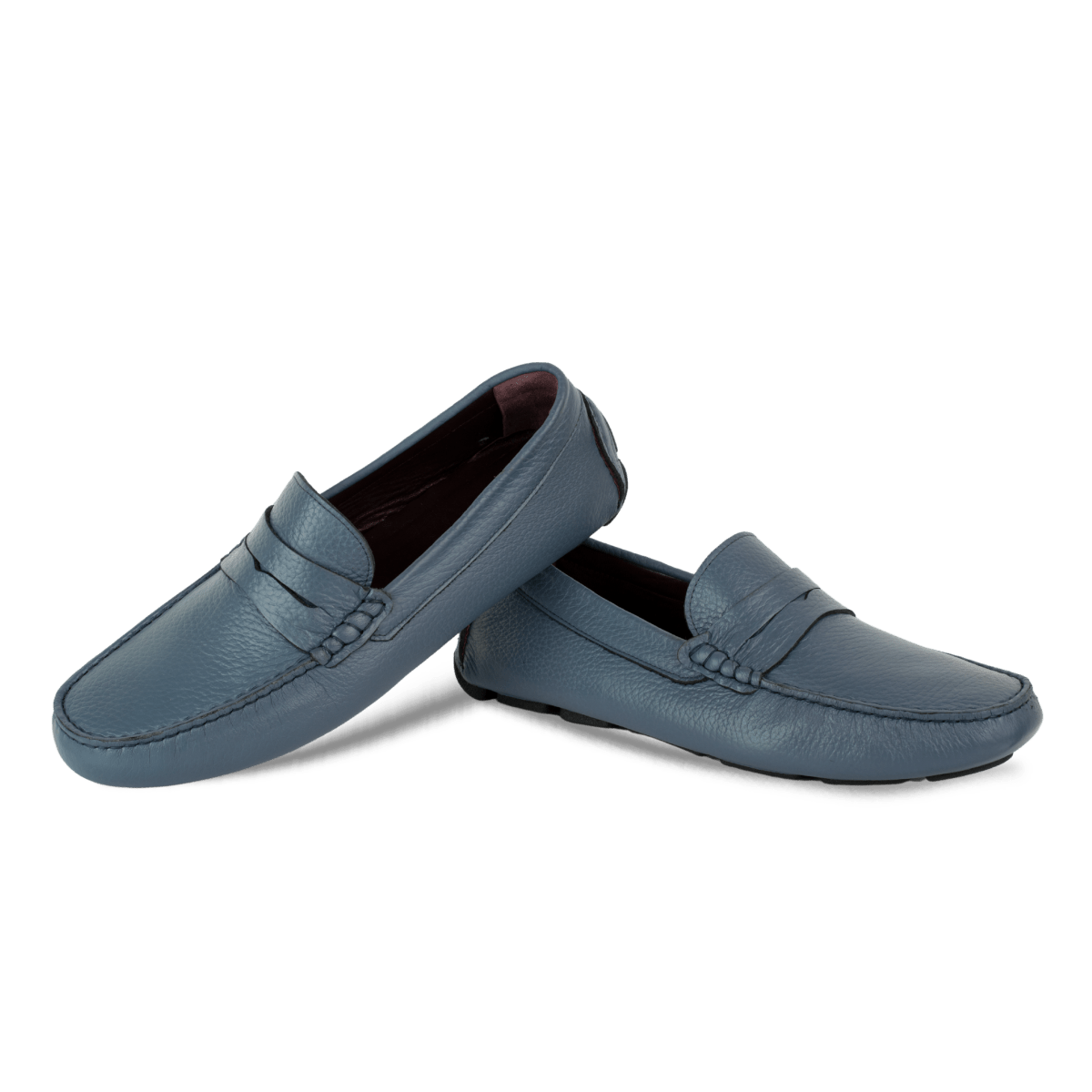 Harvey : Mocassin Homme - Cuir Bleu Saphir - Bleather Maroc