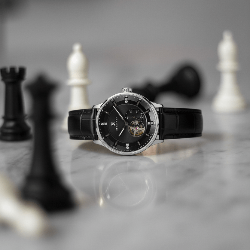 Imperium : Montre Automatique Homme – Cuir Croco Noir - Bleather Maroc