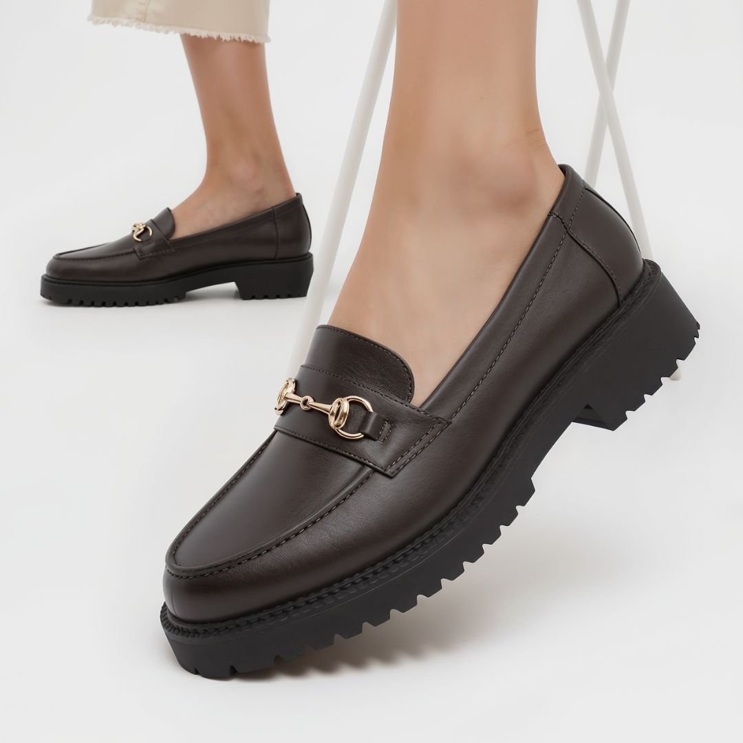 Nova: Mocassin Femmes - Cuir Noir - Bleather Maroc