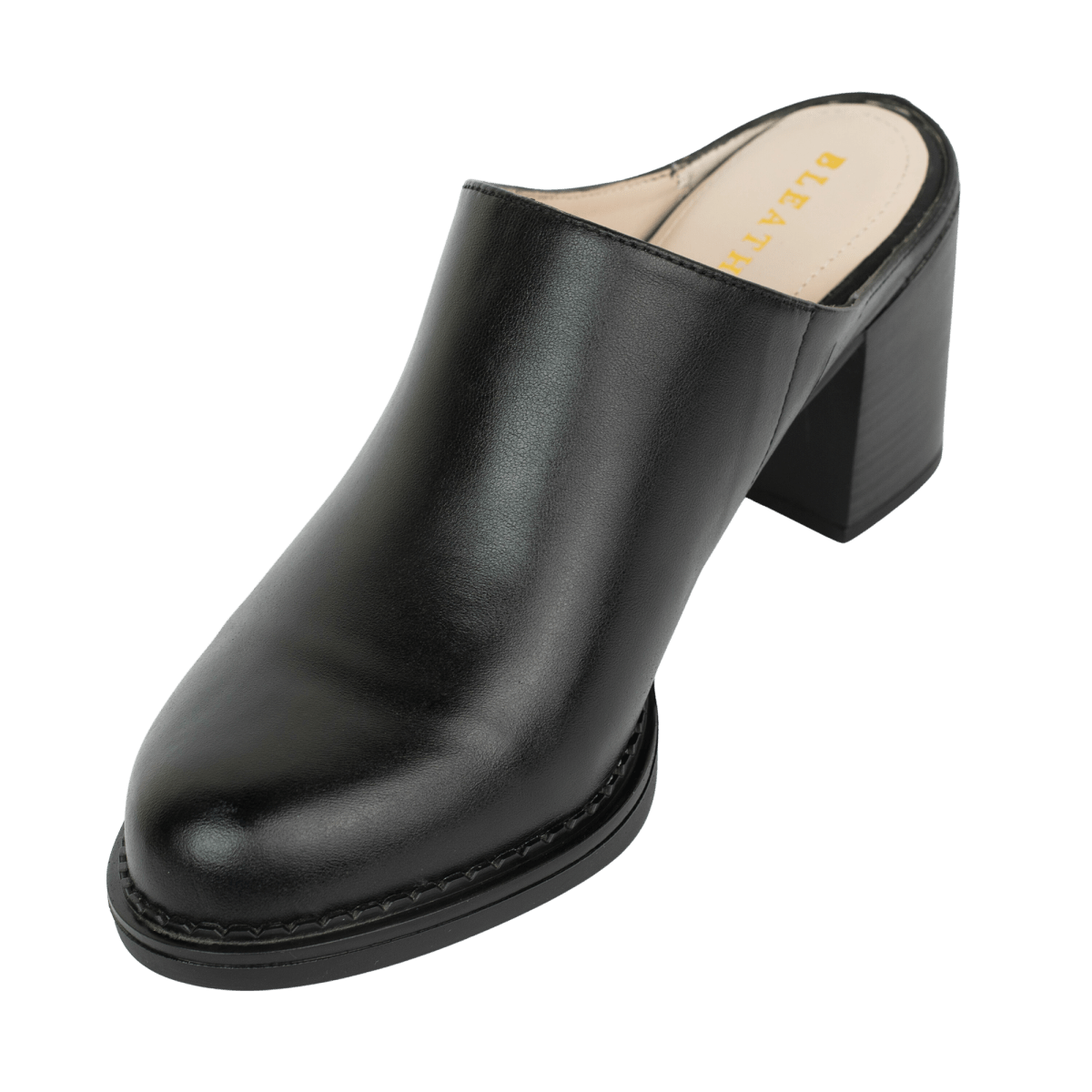 Paola: Mules à talons Femmes - Cuir Noir - Bleather Maroc