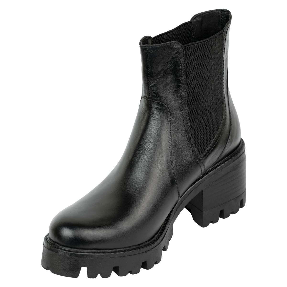 Sienna: Bottines à talons Femme - Cuir Noir - Bleather Maroc