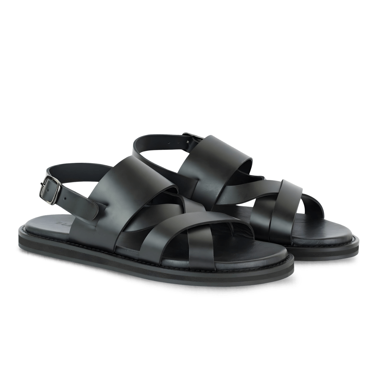 Thalor: Sandales Homme - Cuir Noir - Bleather Maroc