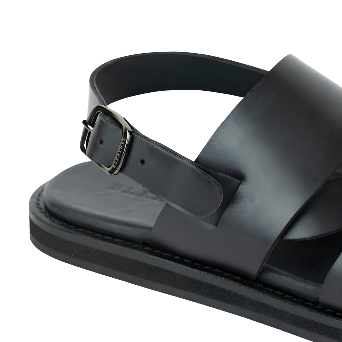 Thalor: Sandales Homme - Cuir Noir - Bleather Maroc