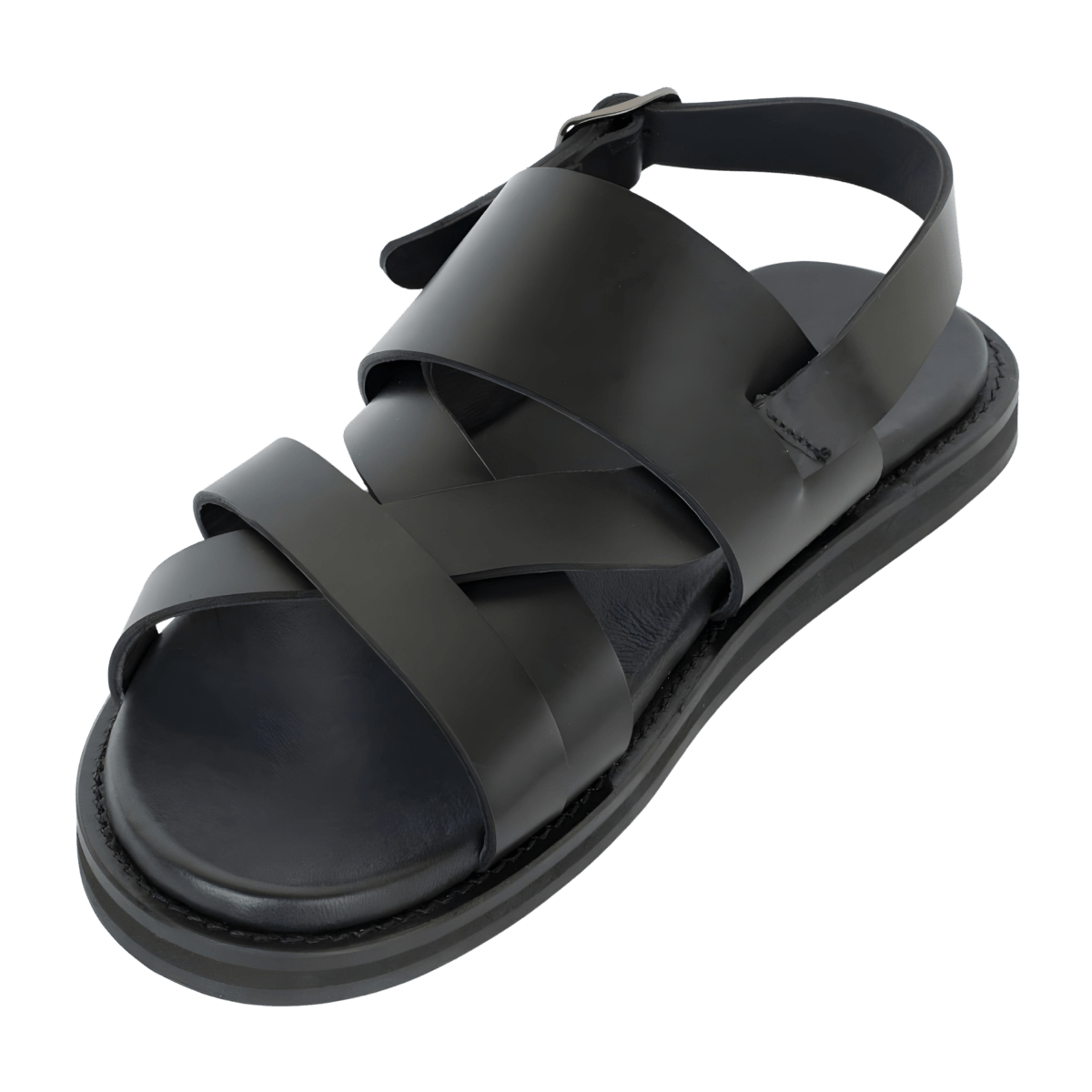 Thalor: Sandales Homme - Cuir Noir - Bleather Maroc