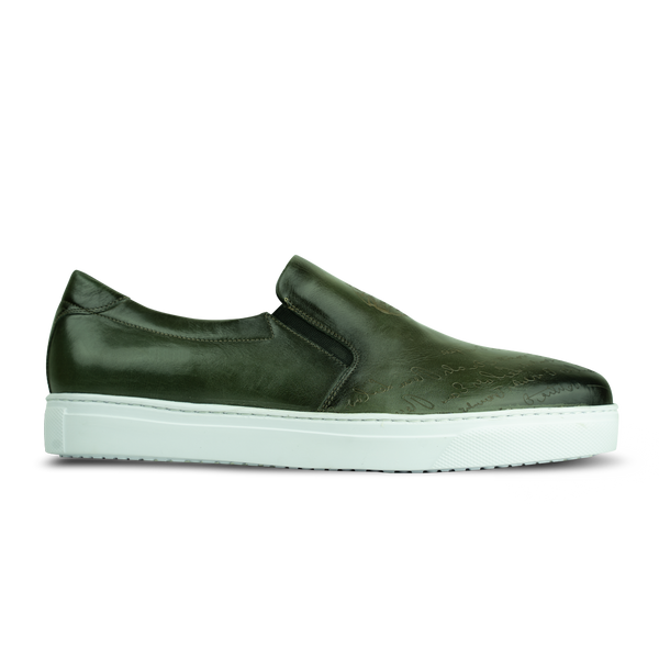 Lurgan: Sneakers Homme - Cuir Vert Gravé