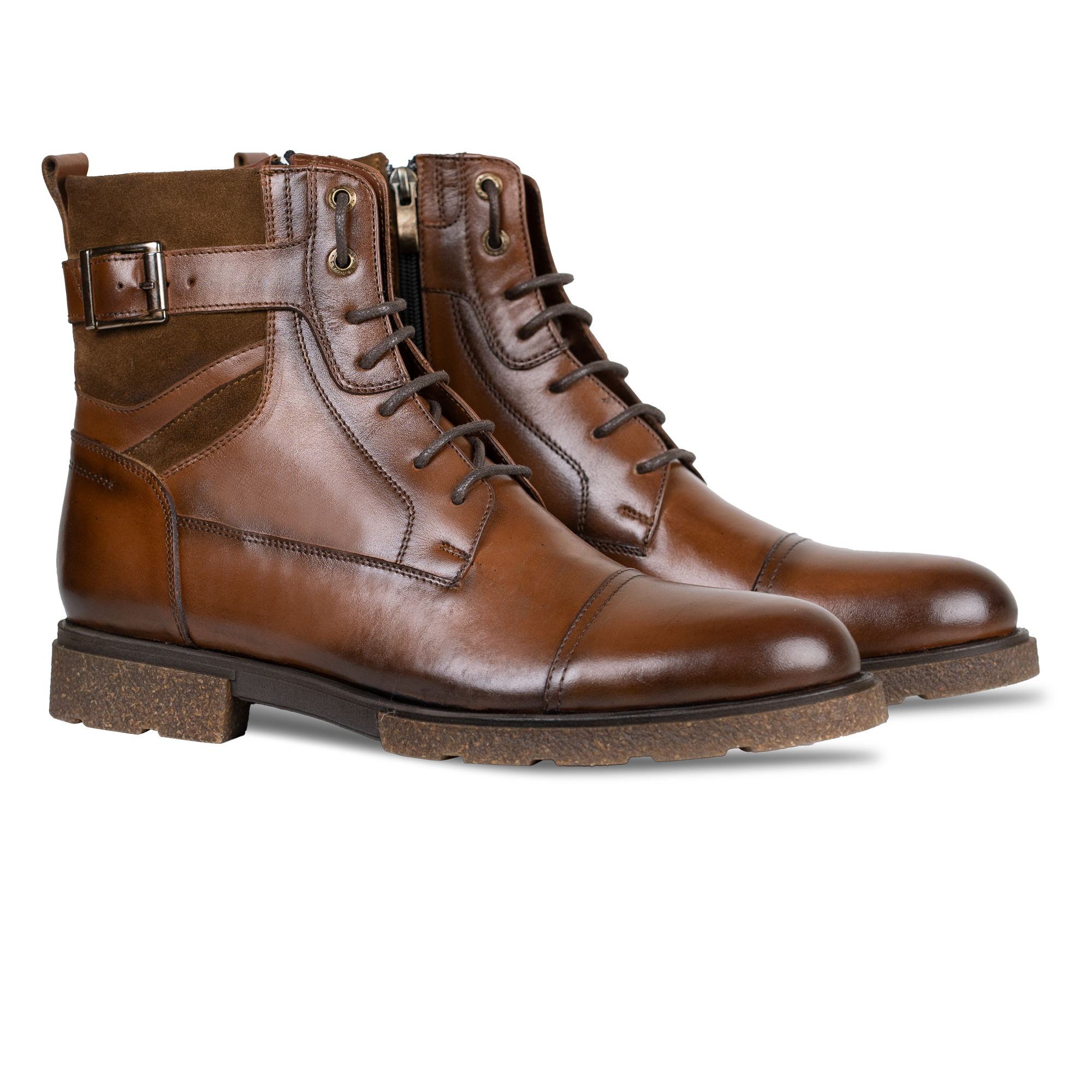 Bradley: Boots Homme - Caoutchouc Marron