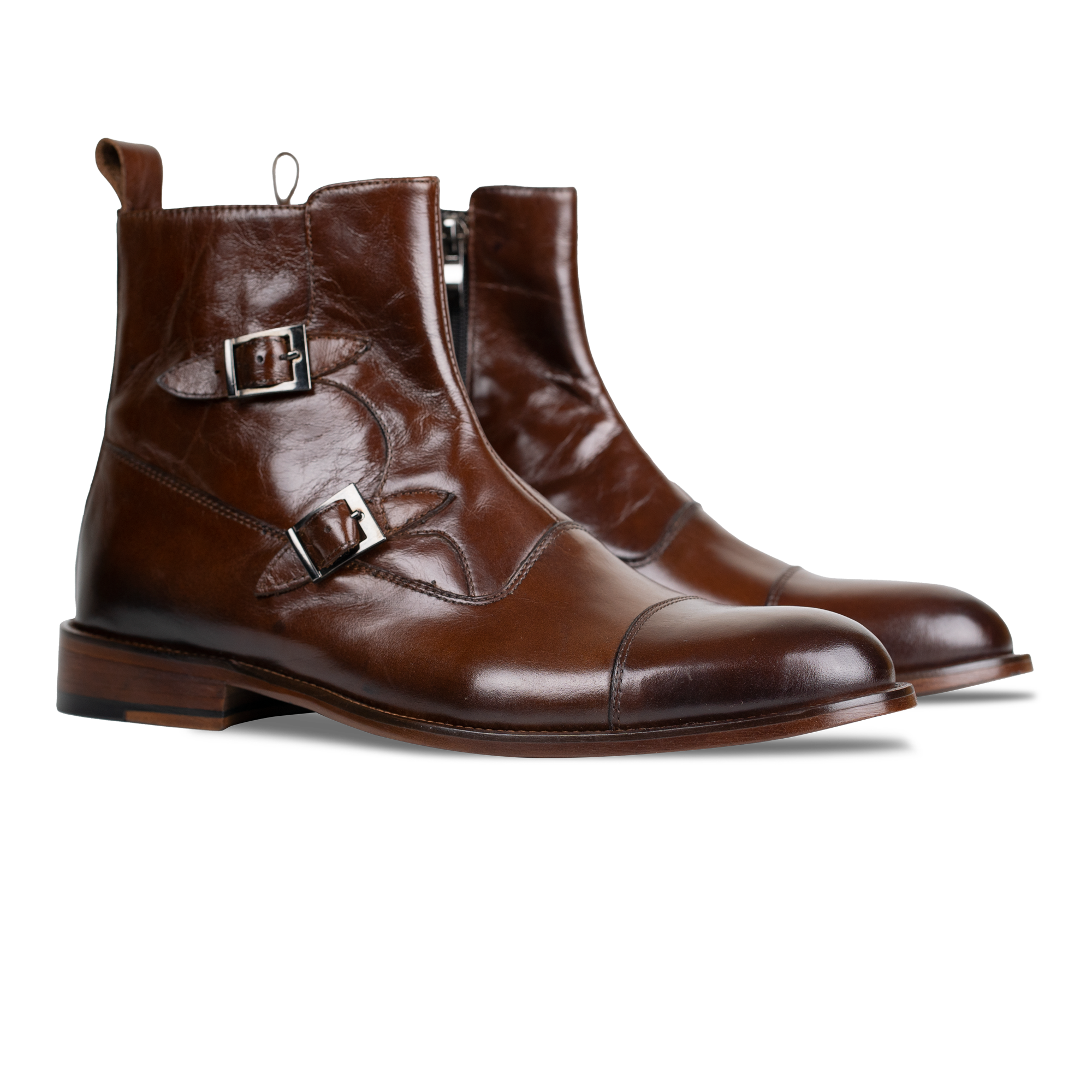 Arthur: Boots à boucles - Cuir Marron