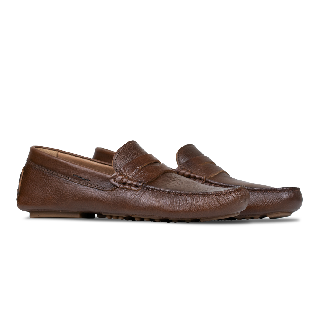 Gary: Mocassin Homme - Cuir Marron grainé