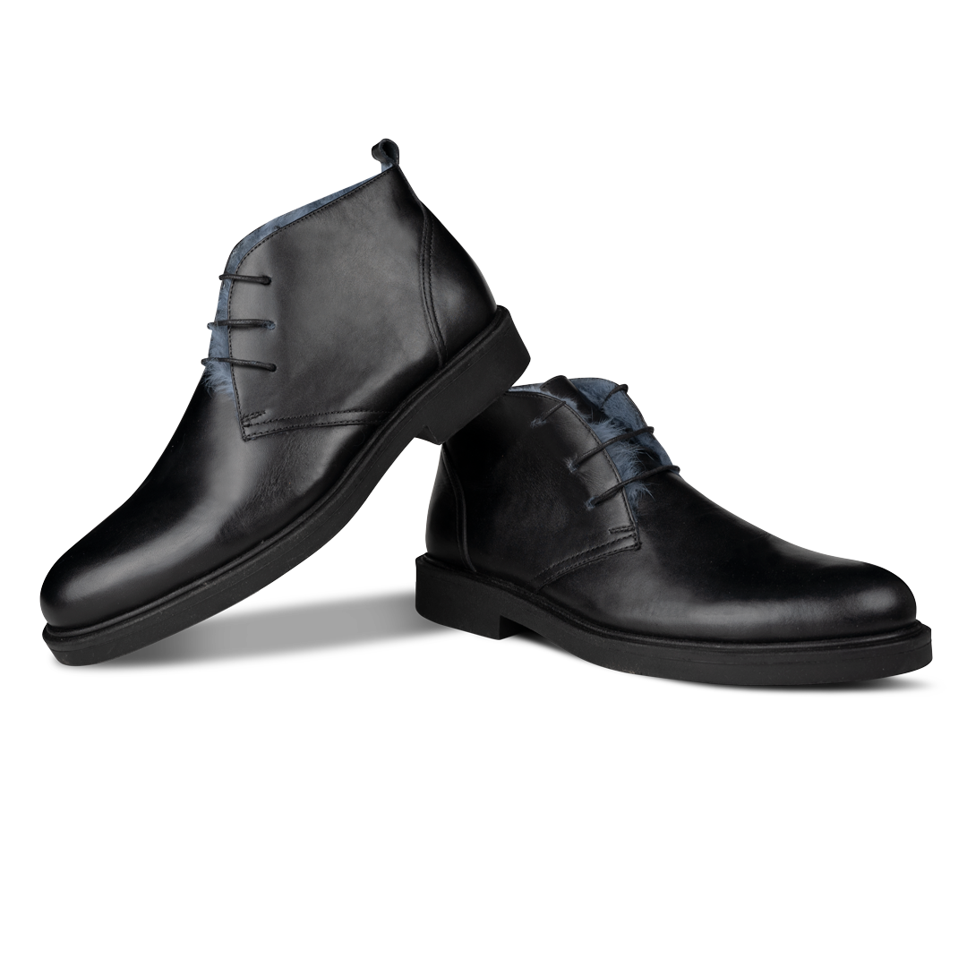 Dunber: Demi Bottes Homme - Cuir Noir