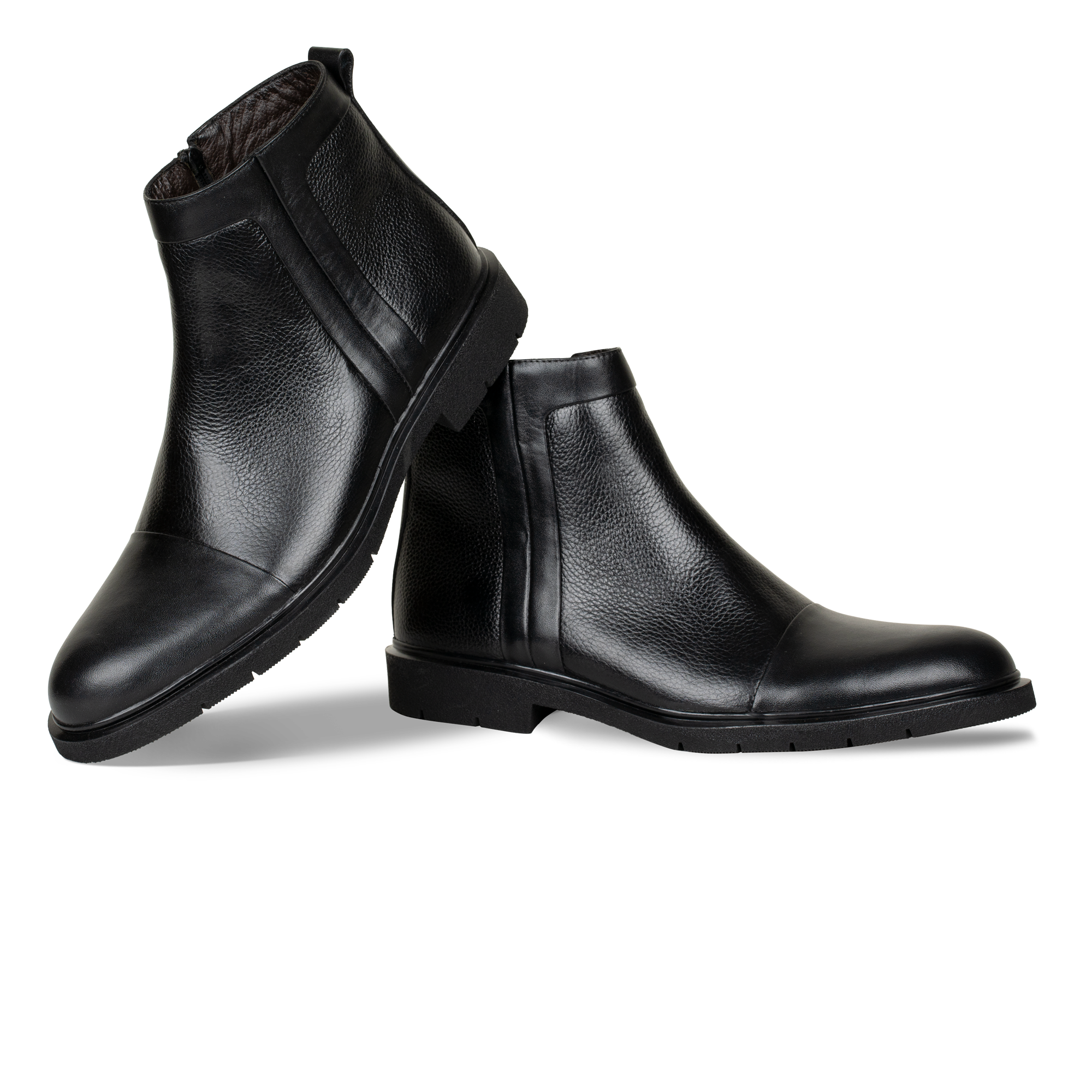 Castel: Demi Bottes Homme - Cuir Noir