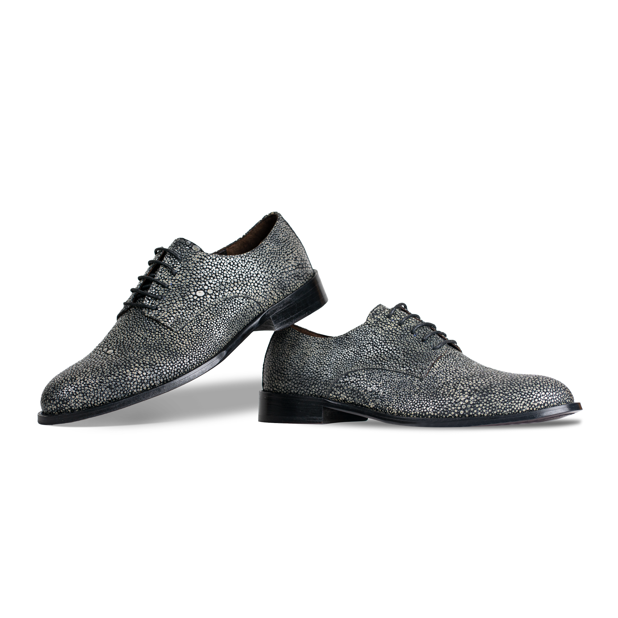 Miler: Derby Homme - Cuir gris métallique
